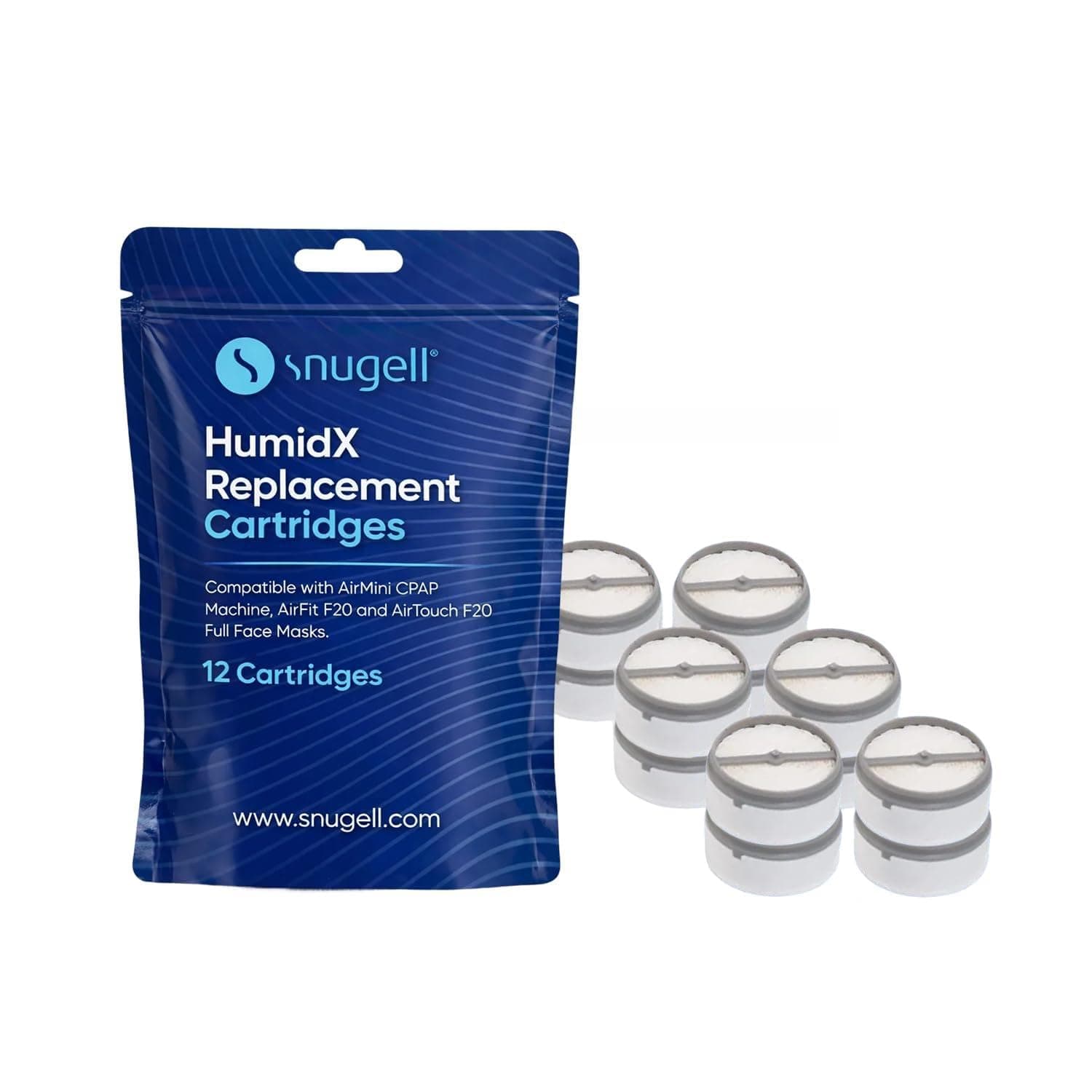 HumidX Plus for AirMini CPAP Machine –12-Pack – Replacement Cartridges for ResMed AirMini HumidX – Compatible with P10 Nasal Pillows & N20/N30 Nasal Masks – Enhances Comfort & Humidity Control