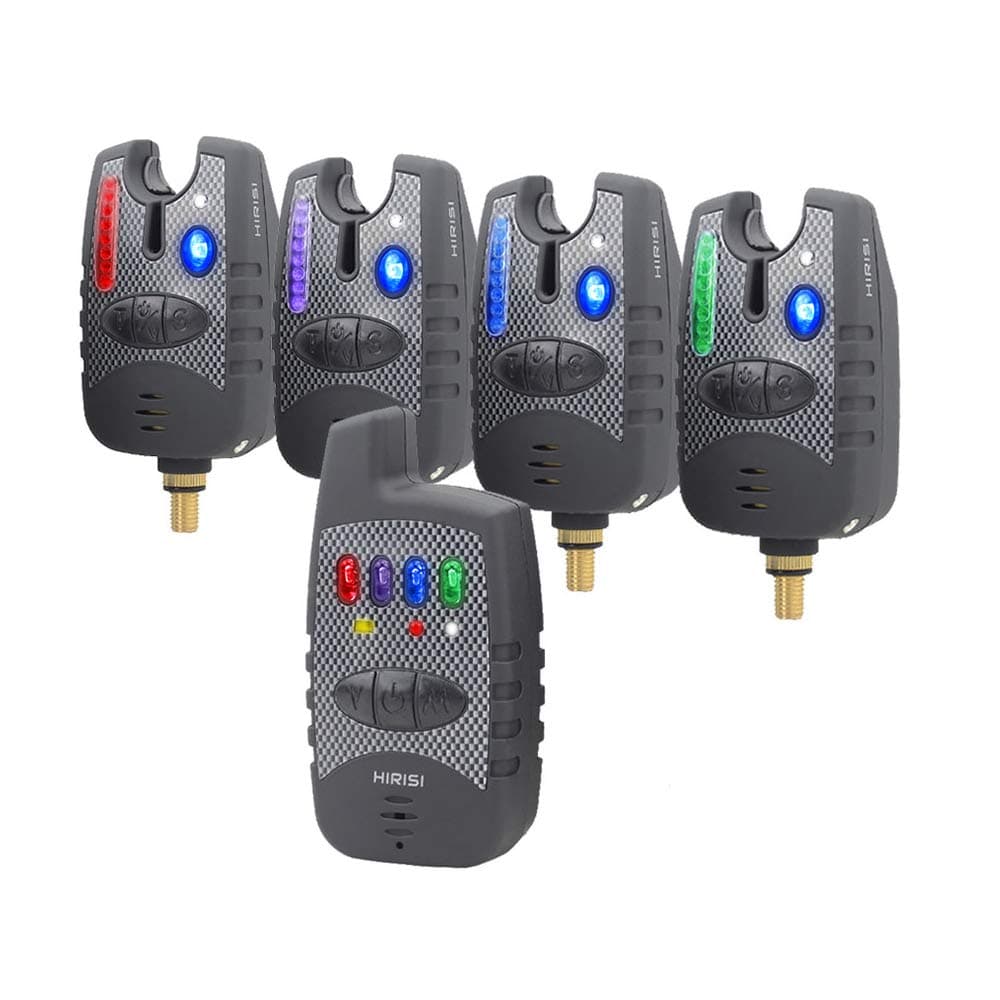 Hirisi Tackle® Carp Fishing Bite Alarm Set Wireless Receiver 1+4 In Zipped Protection Case