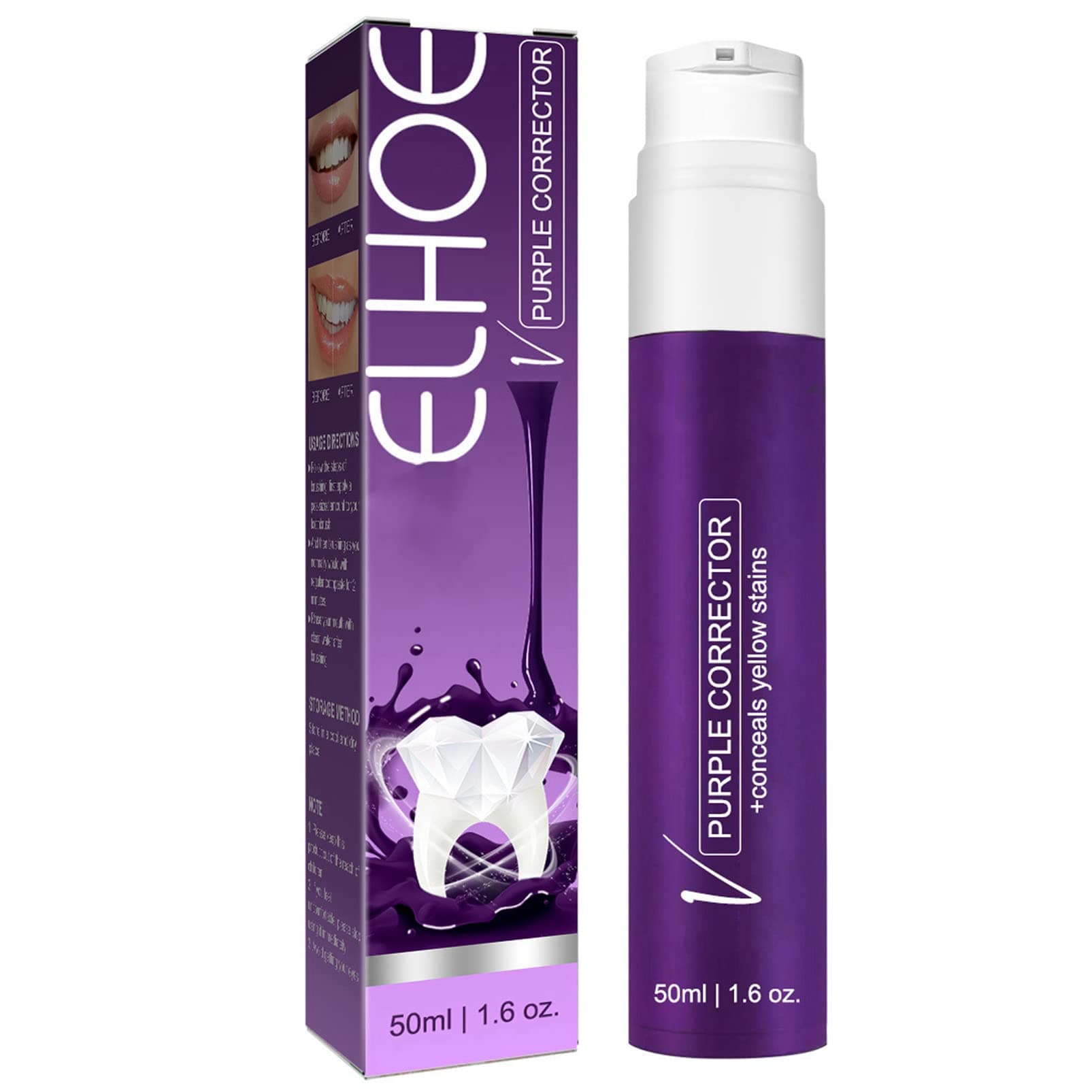 Purple Corrector Toothpaste, Teeth Cleaning Toothpaste Purple Toothpaste for Teeth Whitening Tooth Stain Removal Purple Teeth Whitener Cancel Yellow Stains