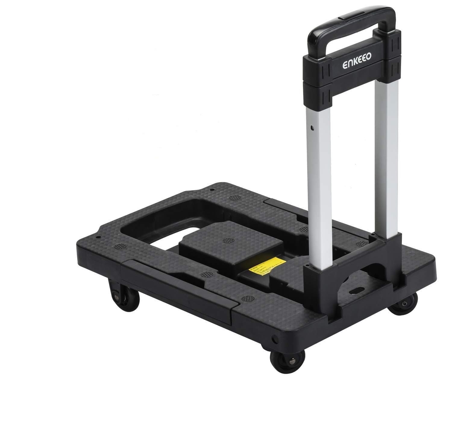 ENKEEO Foldable Hand Truck 300 lbs Capacity - Collapsible 360° Rotating Platform Cart Dolly with Swivel Locked Casters Trolley for Luggage, Travel, Shopping, Auto, Moving and Office Use