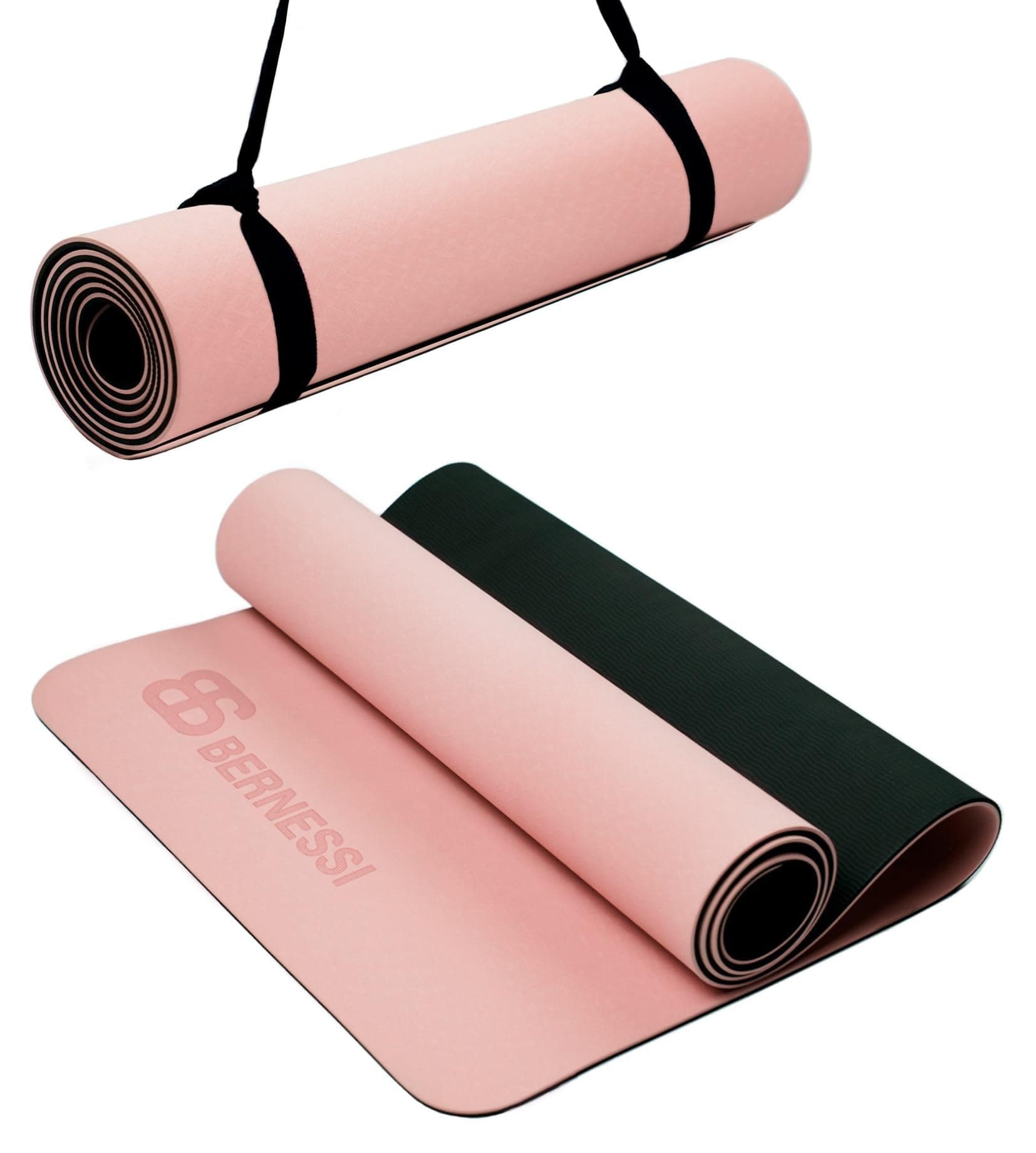 8MM Yoga Mat with Carrying Strap Anti-Slip for Home Workout Exercises Meditation Eco Friendly, Non Skid TPE Yoga Mattres for Pilates 183x61x0.8cm Thick