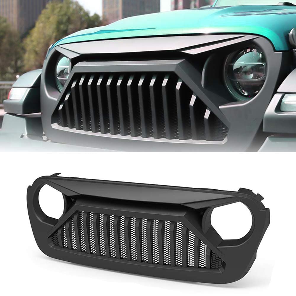 Wrangler JL Front Grill Matte Black Bumper Mesh Grill Transformer Grille Grid Grill Compatible for Wrangler JL 2018 2019