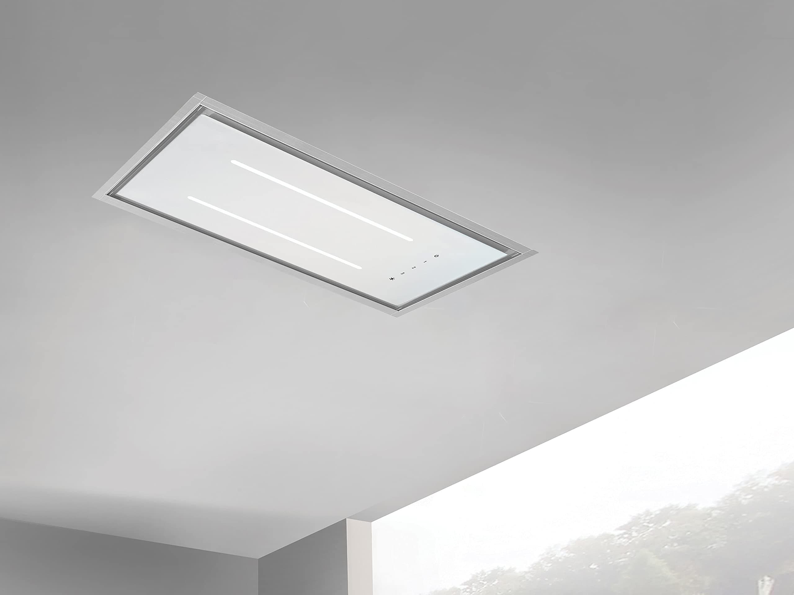 ViandPro Aria Flush Fit Ceiling Hood 90 x 30 White/Stainless Steel Frame Fits Between Joists [Energy Class D]