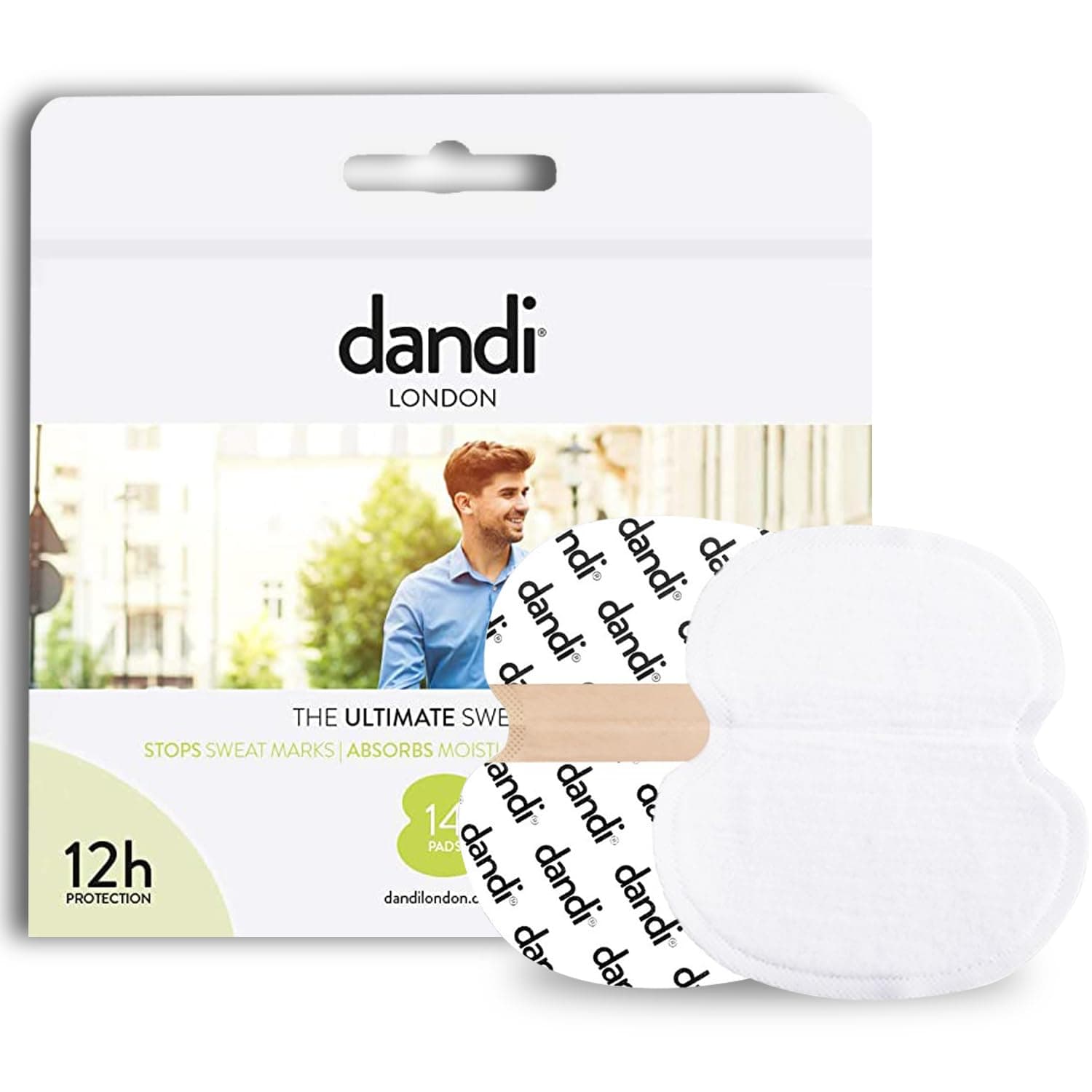 Dandi® Sweat Pads for Men (Pack of 14) - Armpit Anti Sweat Pads That Adhere To Clothing - Antiperspirant & Absorbent Sweat Pads with Stain Protection