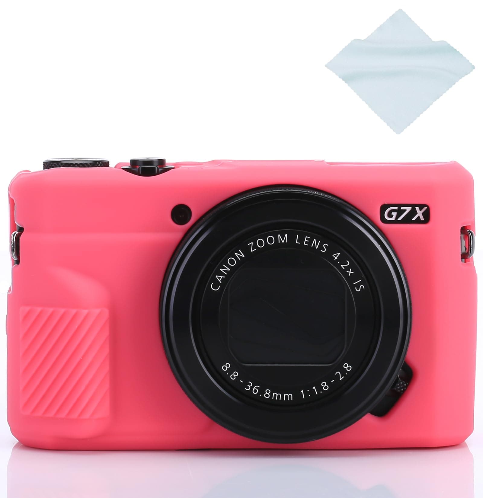Yisau G7X / G7X Mark II Camera Silicone Case, Ultra Thin Lightweight Rubber Soft Silicone Case Bag Cover for Canon PowerShot G7X / G7X Mark II with Microfiber Cloth - Hot Pink