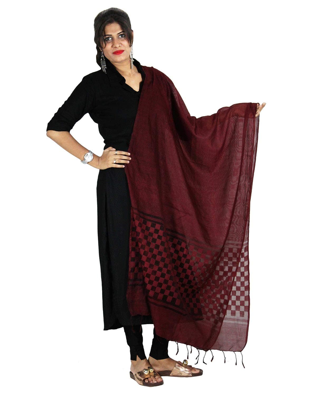 Dupatta Plain Maroon Chunni Women's Girls Wear Wrap Stole Hijab Scarf Gift For Her