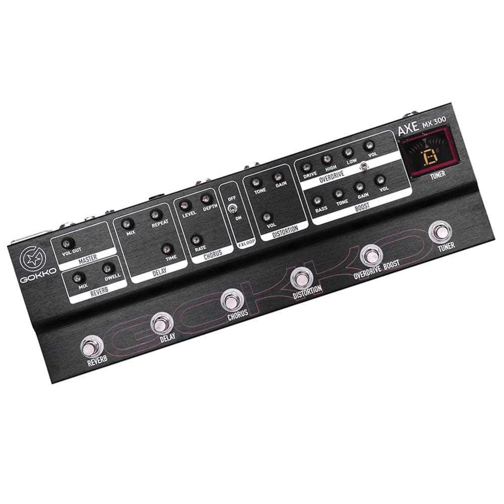 AXE MX300 Guitar Multi Effect Pedal, 6 Types Effect: Reverb, Delay, Chorus, Distortion, Overdrive, Boost, w/FX Loop, Built-in Pedal Tuner
