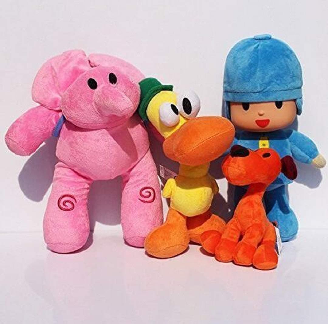 Skpitin Pocoyo Stuffed Animals Soft Figure Anime Plush 14CM-30CM Pocoyo Loula Elly Pato (One Set)