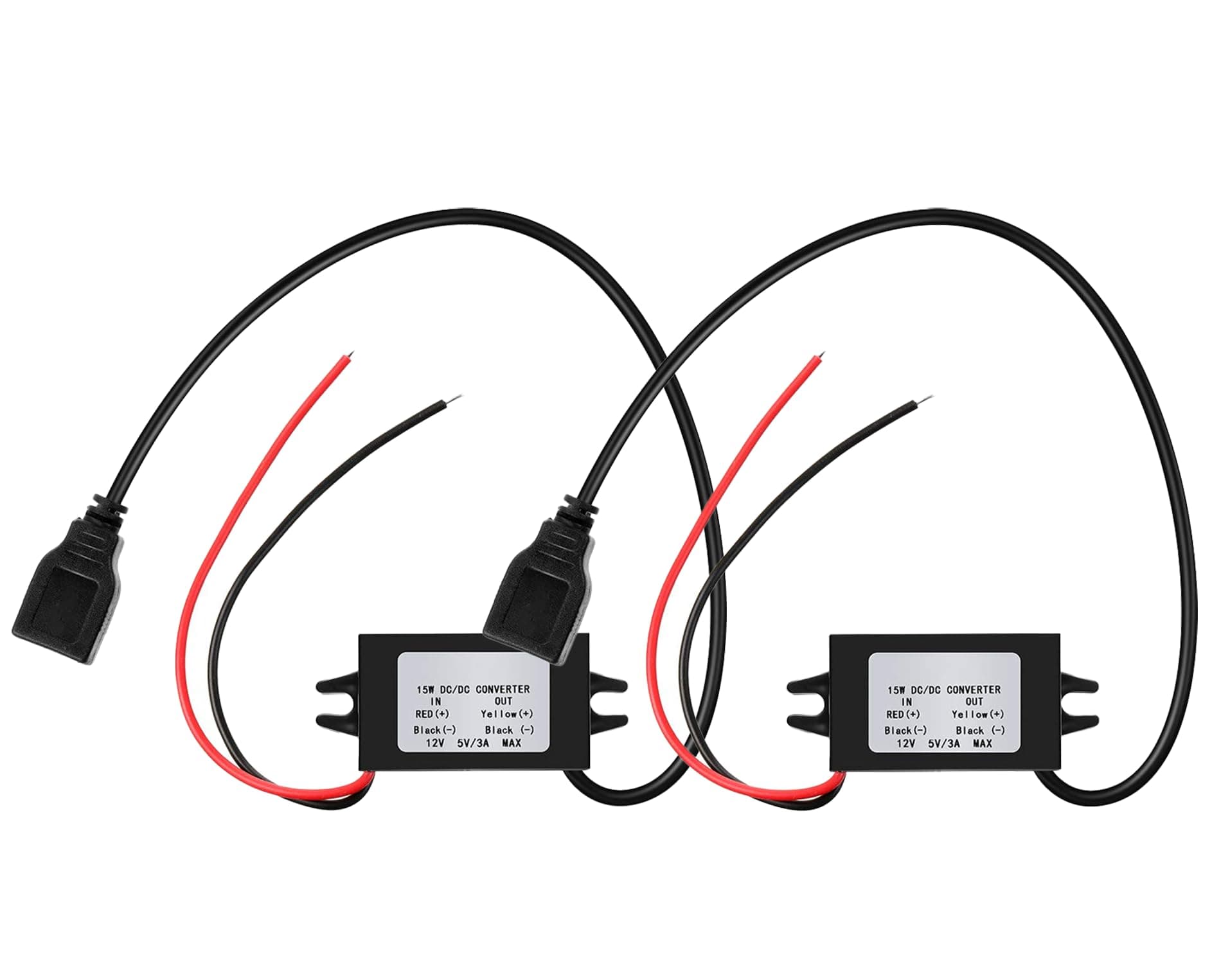 Weewooday 2 Pieces 12v to 5v Dc Converter Buck Module USB Output Power Adapter Dc Car Power Converter Regulator