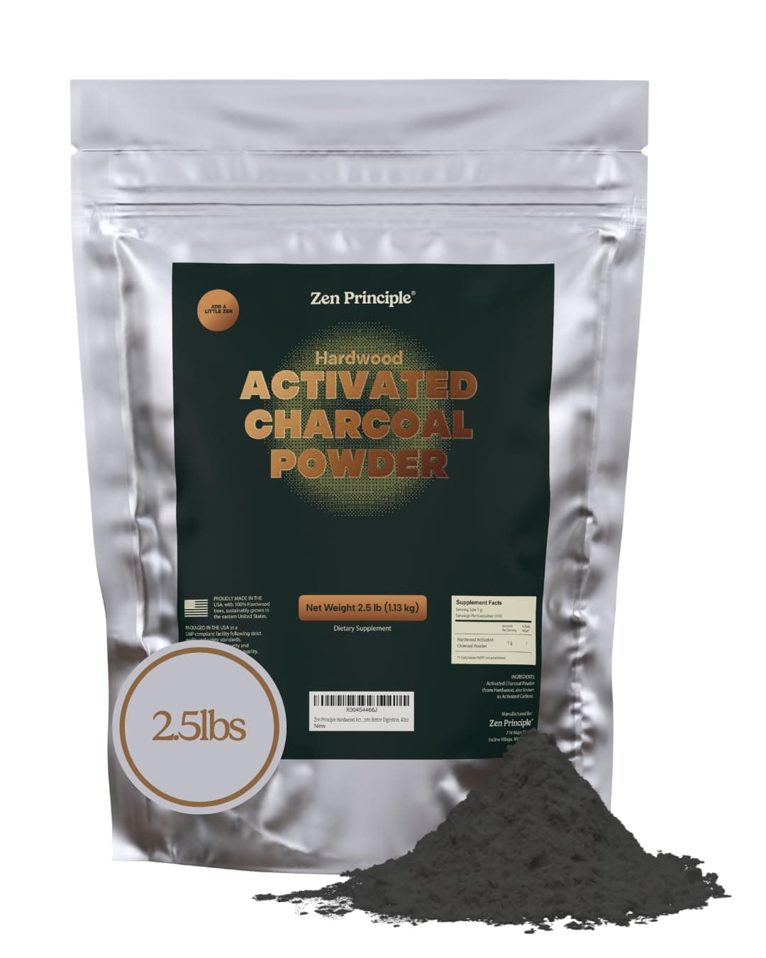 Large 2.5 lb Hardwood Activated Charcoal Powder 100 Percent from USA Trees. All Natural. Whitens Teeth, Rejuvenates Skin and Hair, Detoxifies, Helps Digestion, Treats Poisoning, Bug Bites, Wounds.