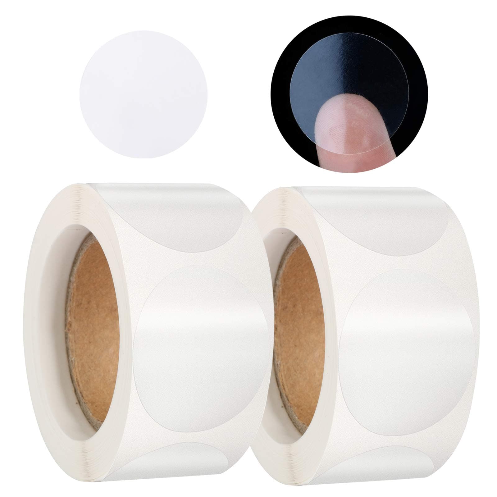 1000Pcs/2Rolls Transparent Seal Stickers 25mm(1 Inch) Round Clear Sealing Labels Self-Adhesive Stickers Envelope Tab Sealer and Retail Package