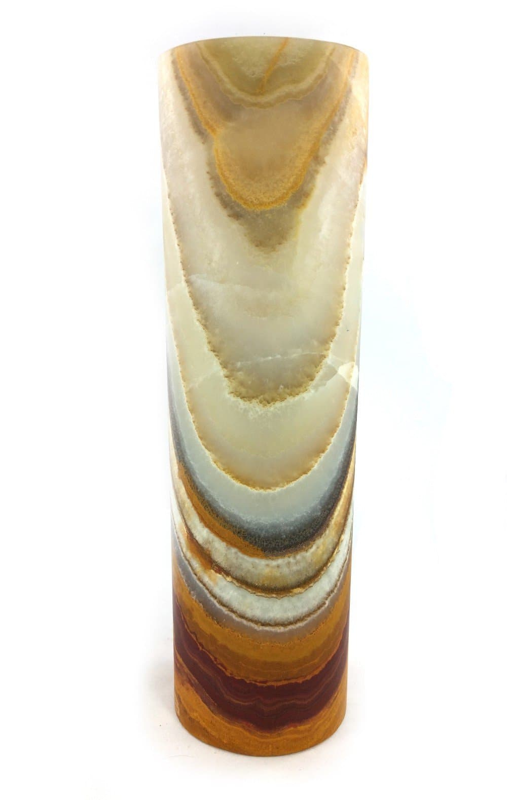 Green Onyx Marble Flower Vase in Cylinder Form 35 x 10 cm