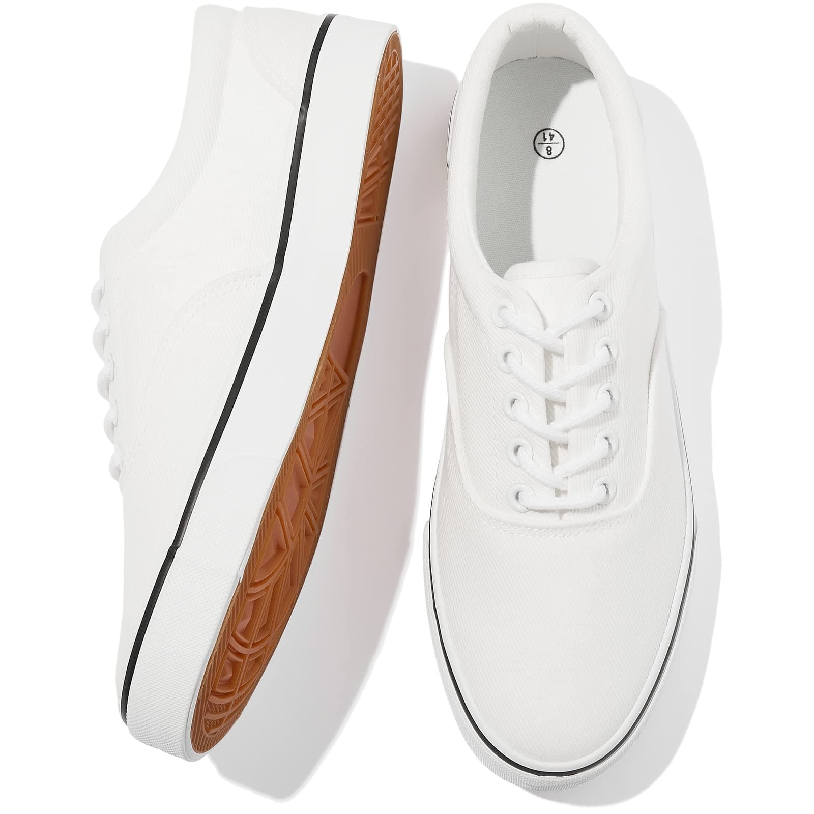 Mens White Canvas Shoes Low Top Canvas Sneakers Lace Up Casual Shoes