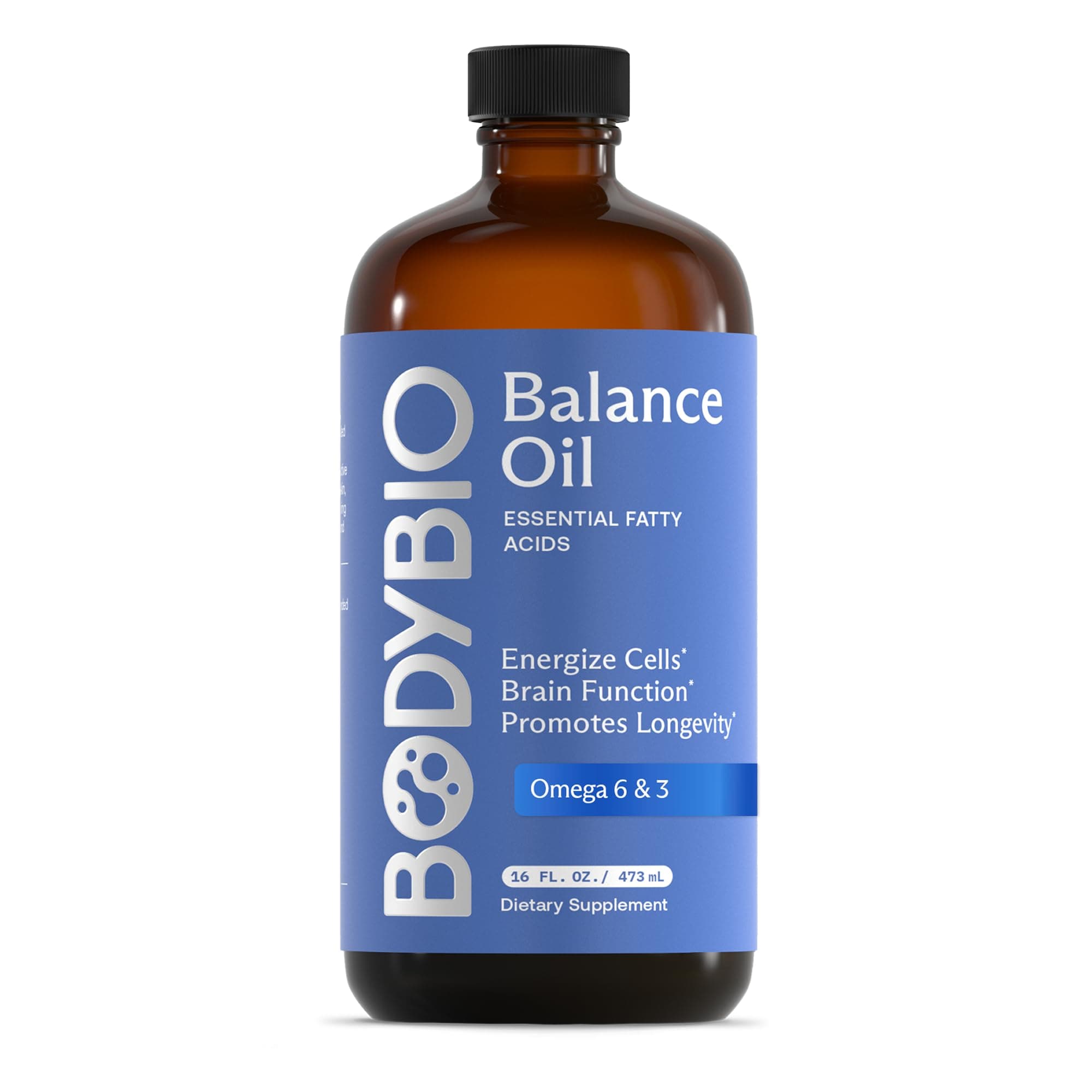 Balance Oil - Essential Fatty Acids Omega 3 & 6 - Cold Pressed, Vegan, Organic Safflower and Flax Seed Oil Blend for Brain & Mood Support and Cellular Health, 16 oz
