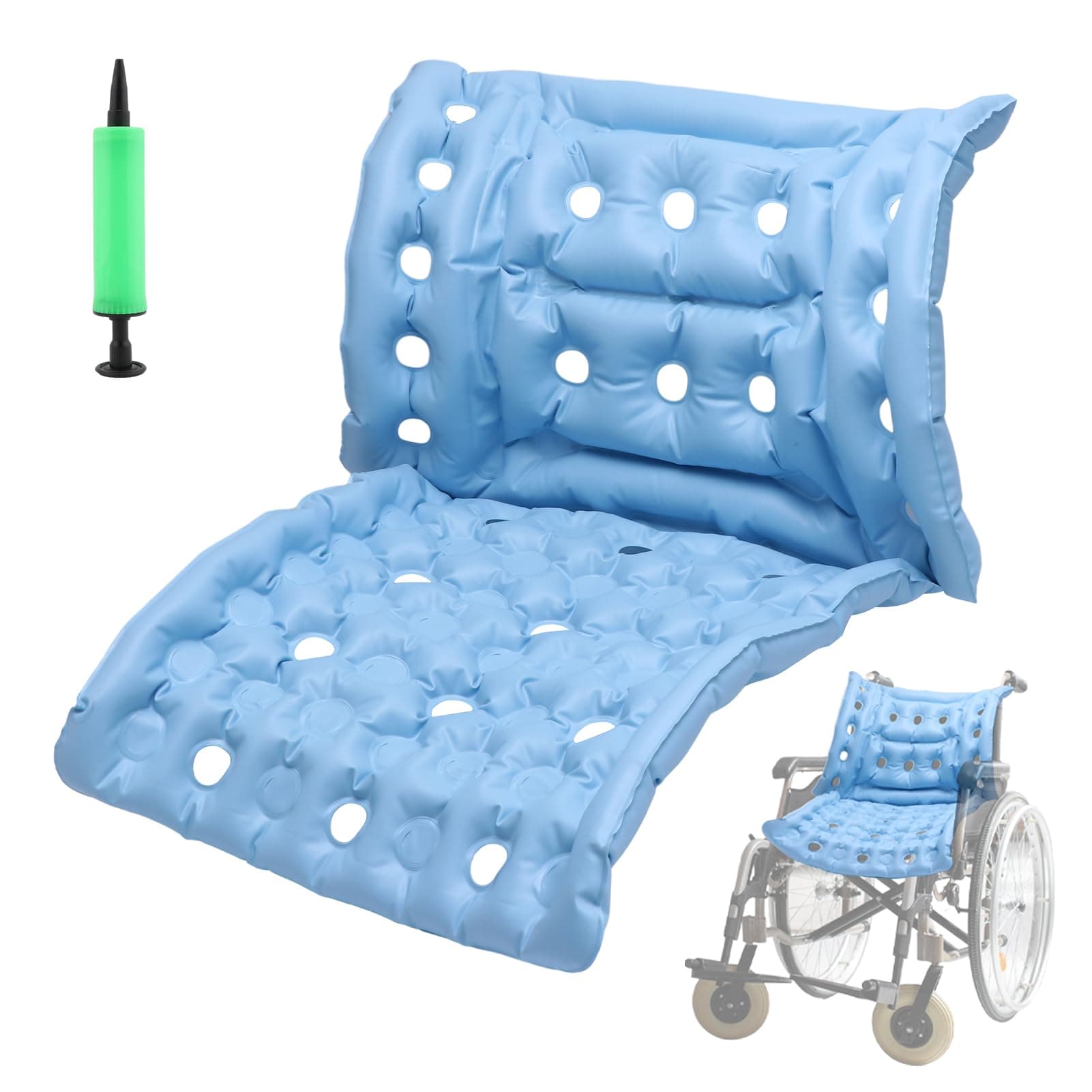 Faderr Bed Sore Cushions for Butt for Recliner, Pressure Sore Cushions for Sitting in Recliner, Inflatable Wheelchair Cushions for Pressure Relief (Blue)