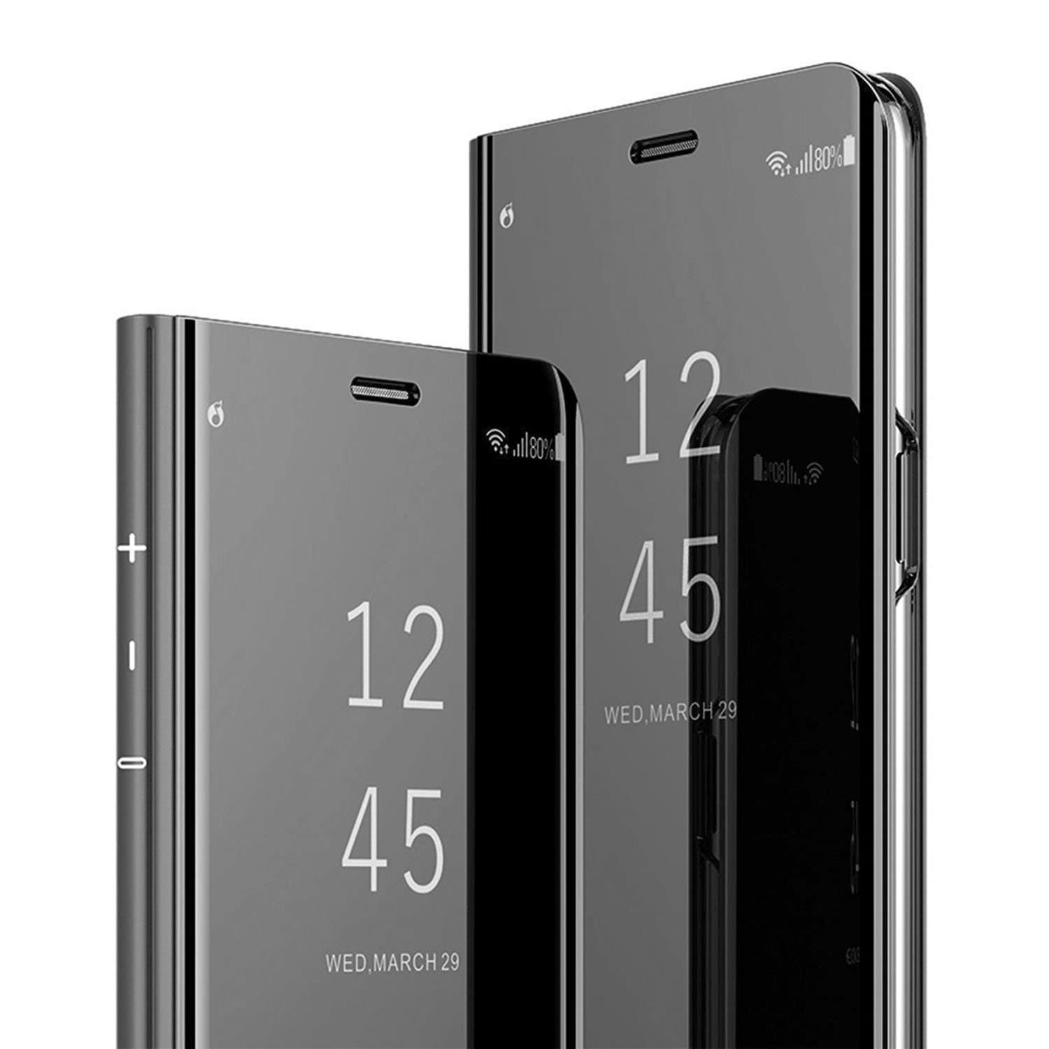 Omorro Case for Galaxy Note 9 Luxury Clear View Electroplate Mirror Makeup Design Flip Wallet 360 Full Body Built-in Screen Protection Slim Hard Mirror Kickstand Cover