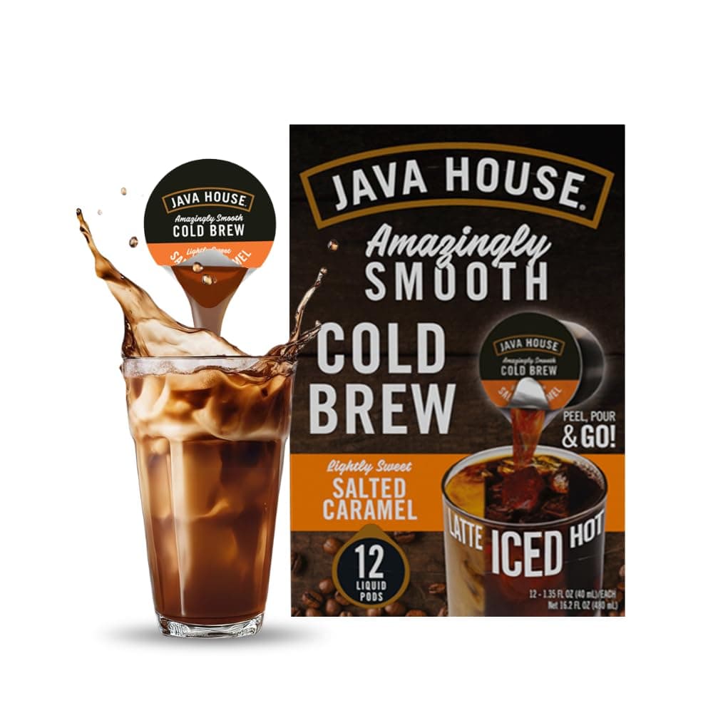 Cold Brew Coffee Concentrate Single Serve Liquid Pods, Peel and Pour, 1 Count (Pack of 12), Salted Caramel Lightly Sweet