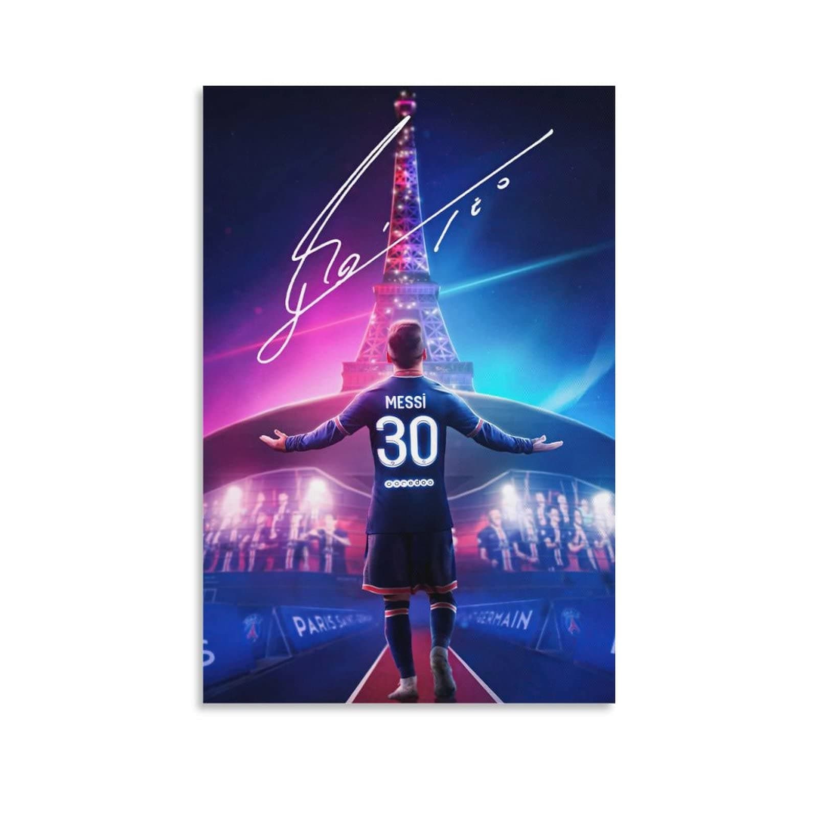 BPA Soccer Sports Messi 30 Signed Poster Canvas Wall Art decorative paintings Kid Bedroom Decoration Aesthetics Living Room Unframed 08x12inch(20x30cm)