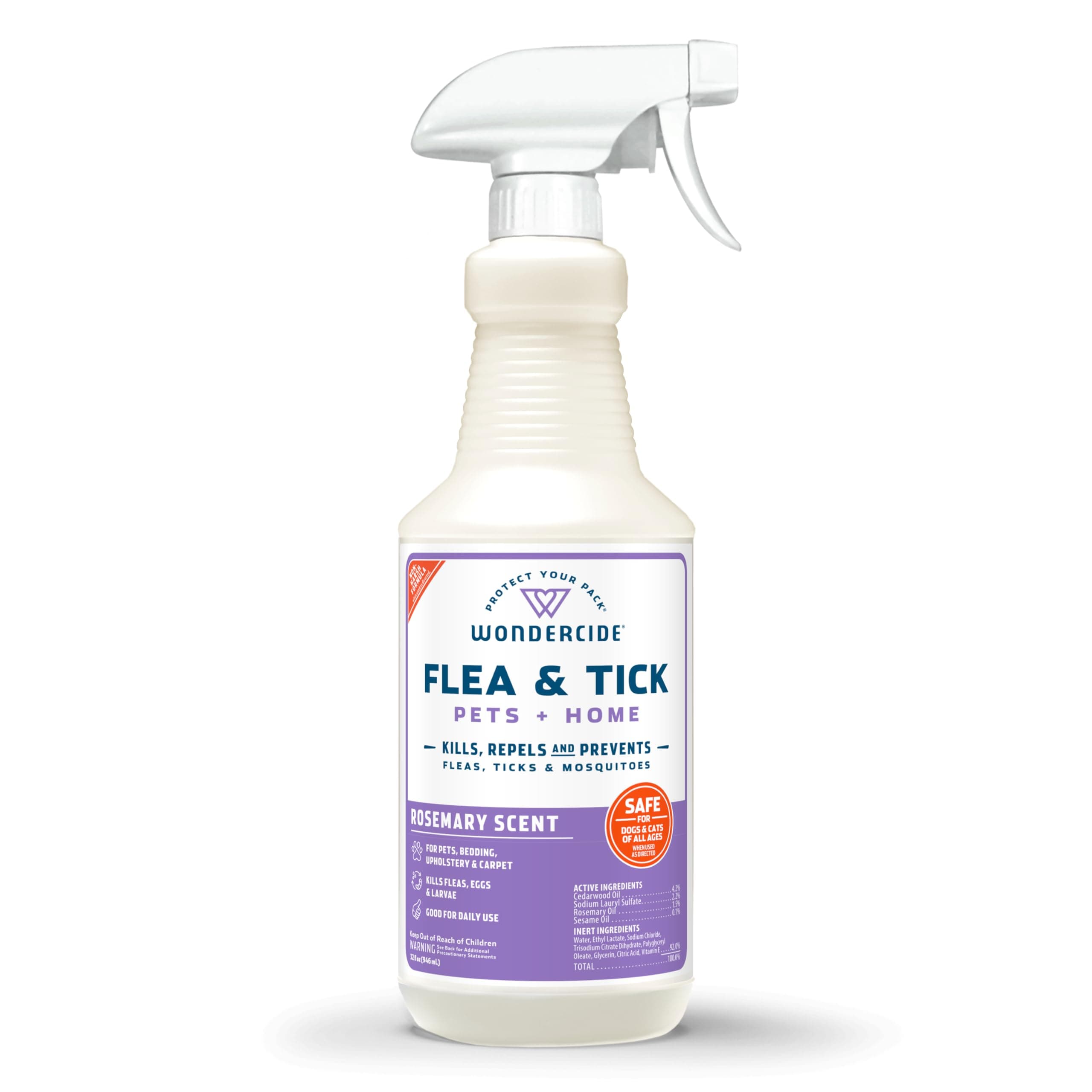 Wondercide Natural Flea, Tick and Mosquito Spray for Dogs, Cats, and Home - Flea and Tick Killer, Prevention, Treatment - 32 oz Rosemary