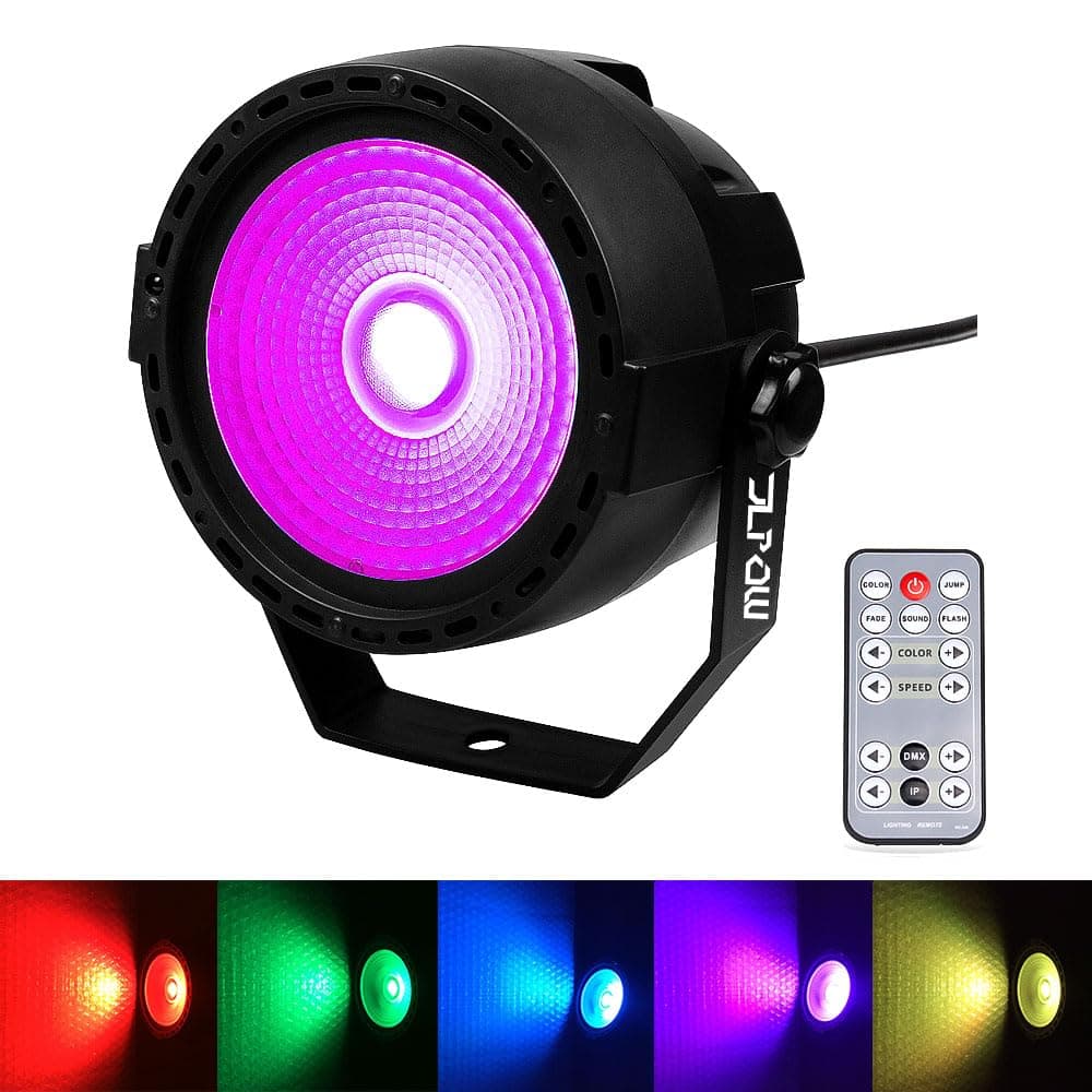 Stage Wash Light, JLPOW Super Bright Mini COB Par Can Lights with DMX and Remote Control, Smooth RGB Color Mixing DJ Up Lighting, for Wedding/Birthdays/Christmas Party Show Dance Gigs Bar Club Church