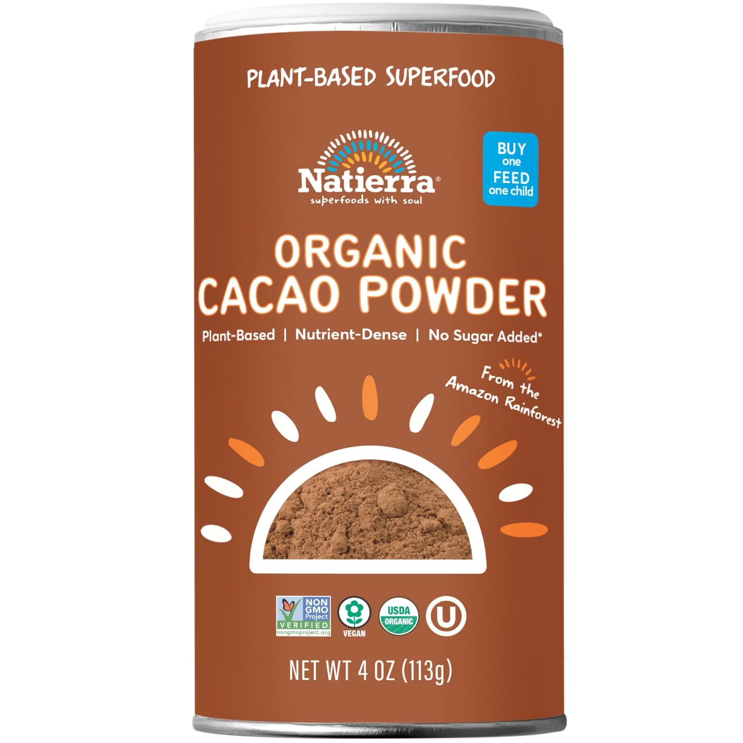 NATIERRA Himalania Organic Cacao Powder Shaker | Non-GMO & Vegan | 4 Ounce