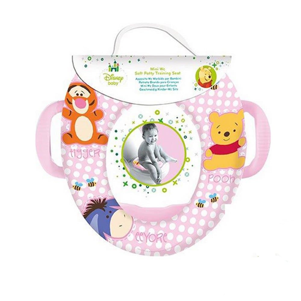 Disney Winnie The Pooh Soft Padded Cushioned Toilet Trainer Seat with Handles in Pink