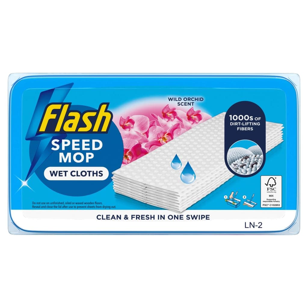 Flash Speedmop Wet Cloth Refills, Fast Easy and Hygienic, Lemon Multi-Surface, 24 Cloths