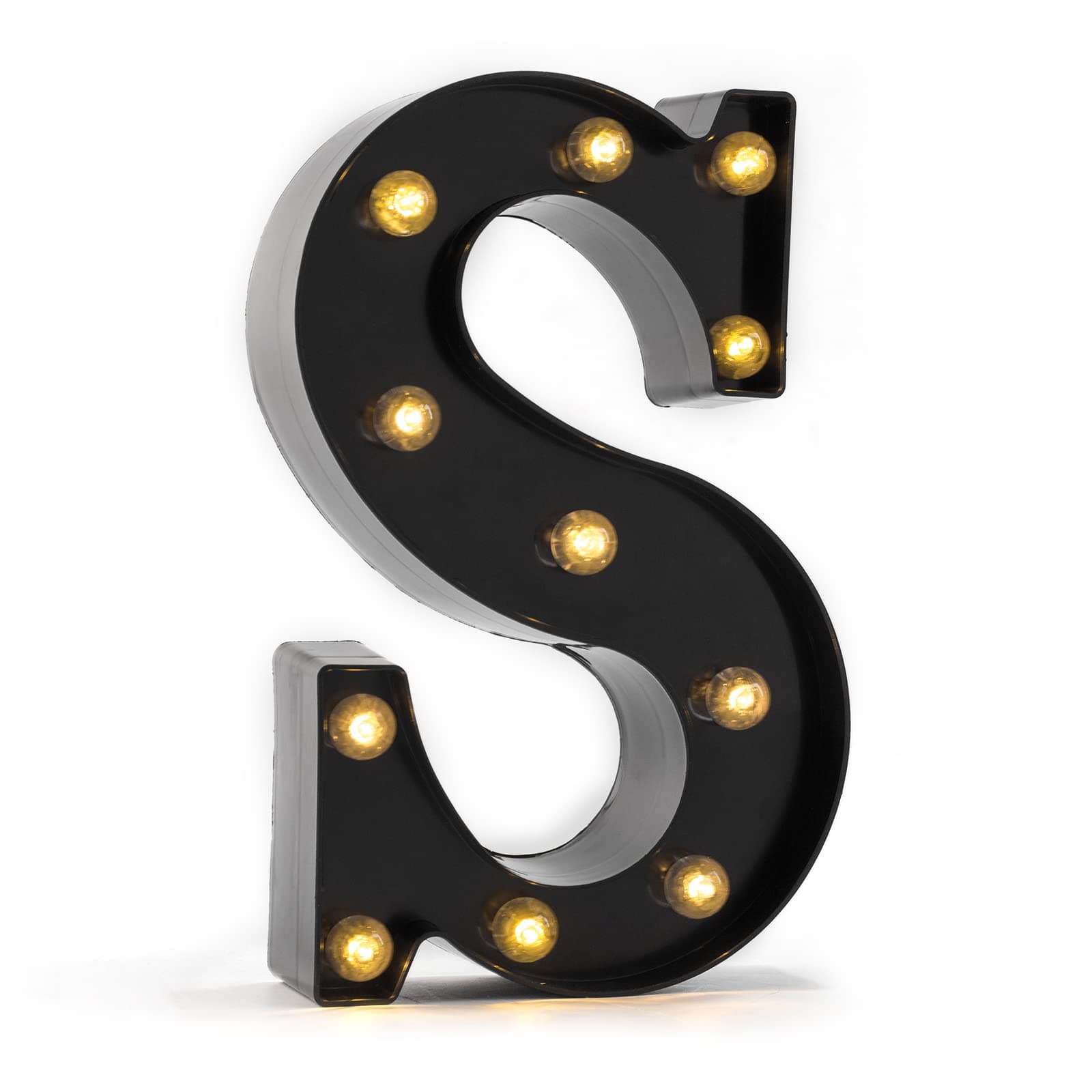 LED Marquee Letter Lights, 26 Alphabet Light and 10 Number Lights, Light Up Neon Letters Sign, Wall-Mounted Night Light, for Home, Party, Wedding, Bar, Birthday DIY Decoration (Black, Letter-S)