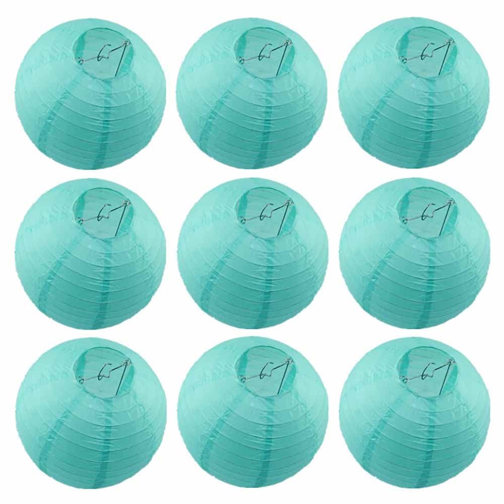 10 PCS 8" Blue Round Paper Lanterns Robin’s Egg Blue Lanterns
