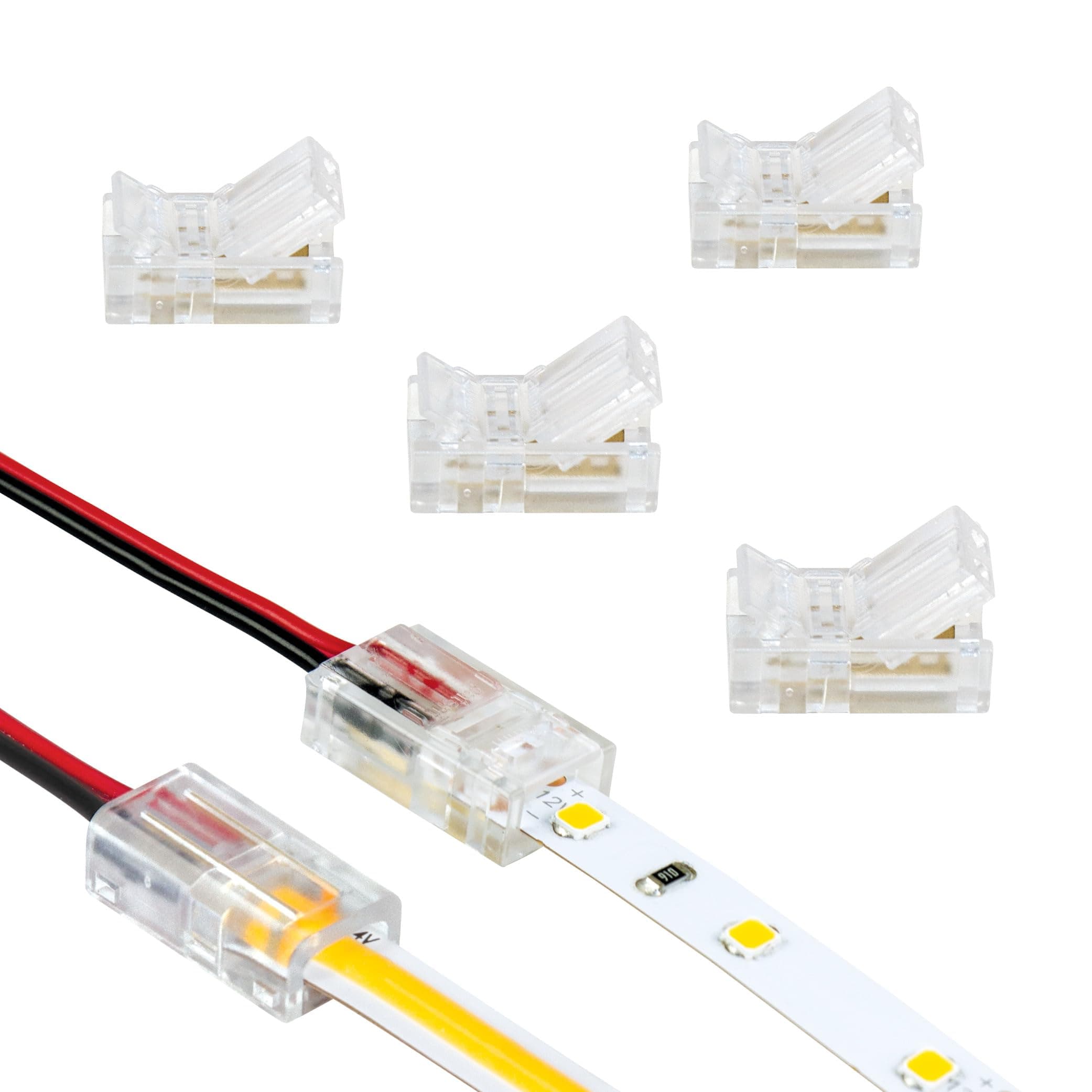 White/Single Color LED Wire to Tape Connector - 6 Pack