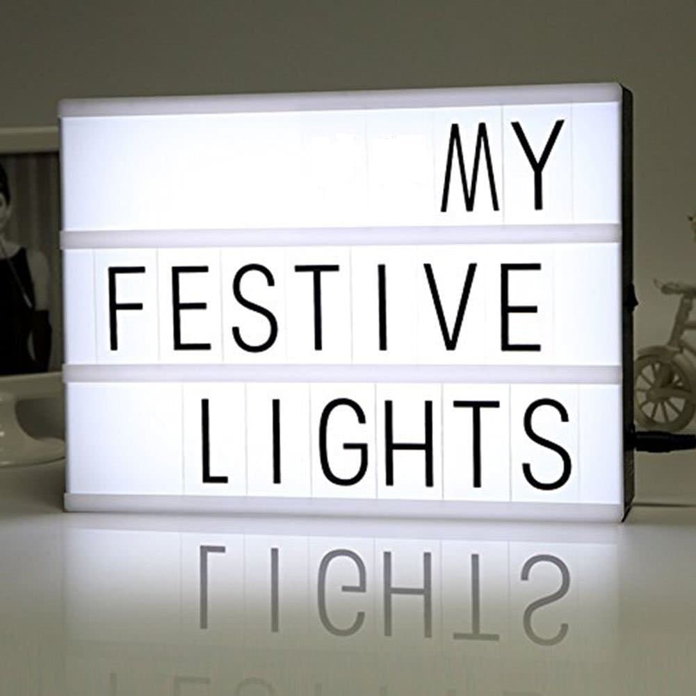 Cinematic Light Box A4 Acrylic DIY Letters Numbers Combination Puzzle Desk Led Night Lights Festival Lamp