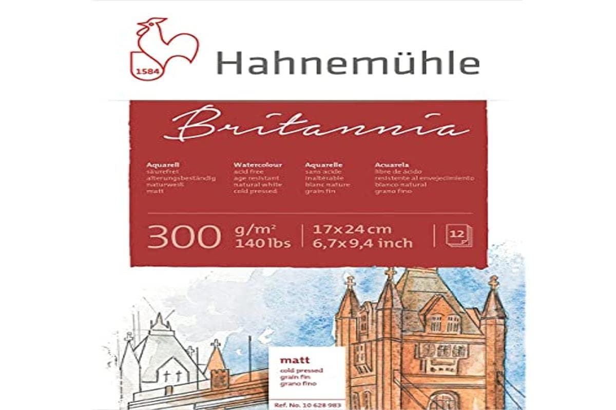 Hahnemühle10628983 Britannia Watercolour Block Watercolour Pad - 300gsm 12 Sheets,17 x 24 cm