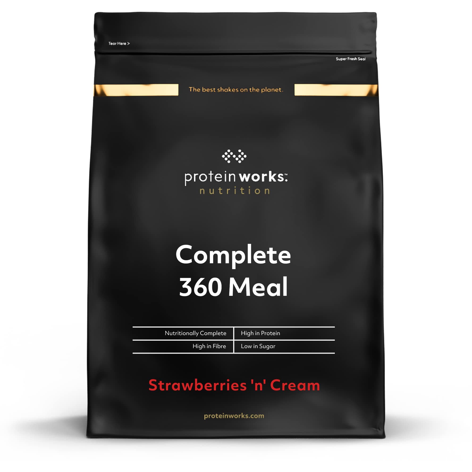 Protein Works - Complete 360 Meal, Award-Winning Meal Replacement, High Protein, 159 Health Benefits, Premium Ingredients, Essential Vitamins & Minerals, Strawberries n Cream Classic, 10 Meals, 1kg