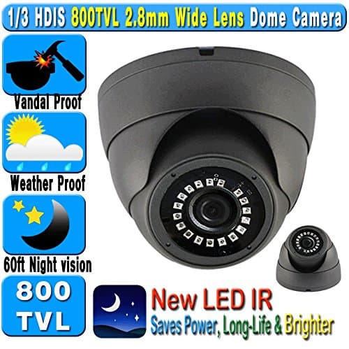 800TVL 960H 2.8mm Wide Angle Lens 18IR 60ft Night Vision Vandal Weather Proof Dome Security CCTV Camera