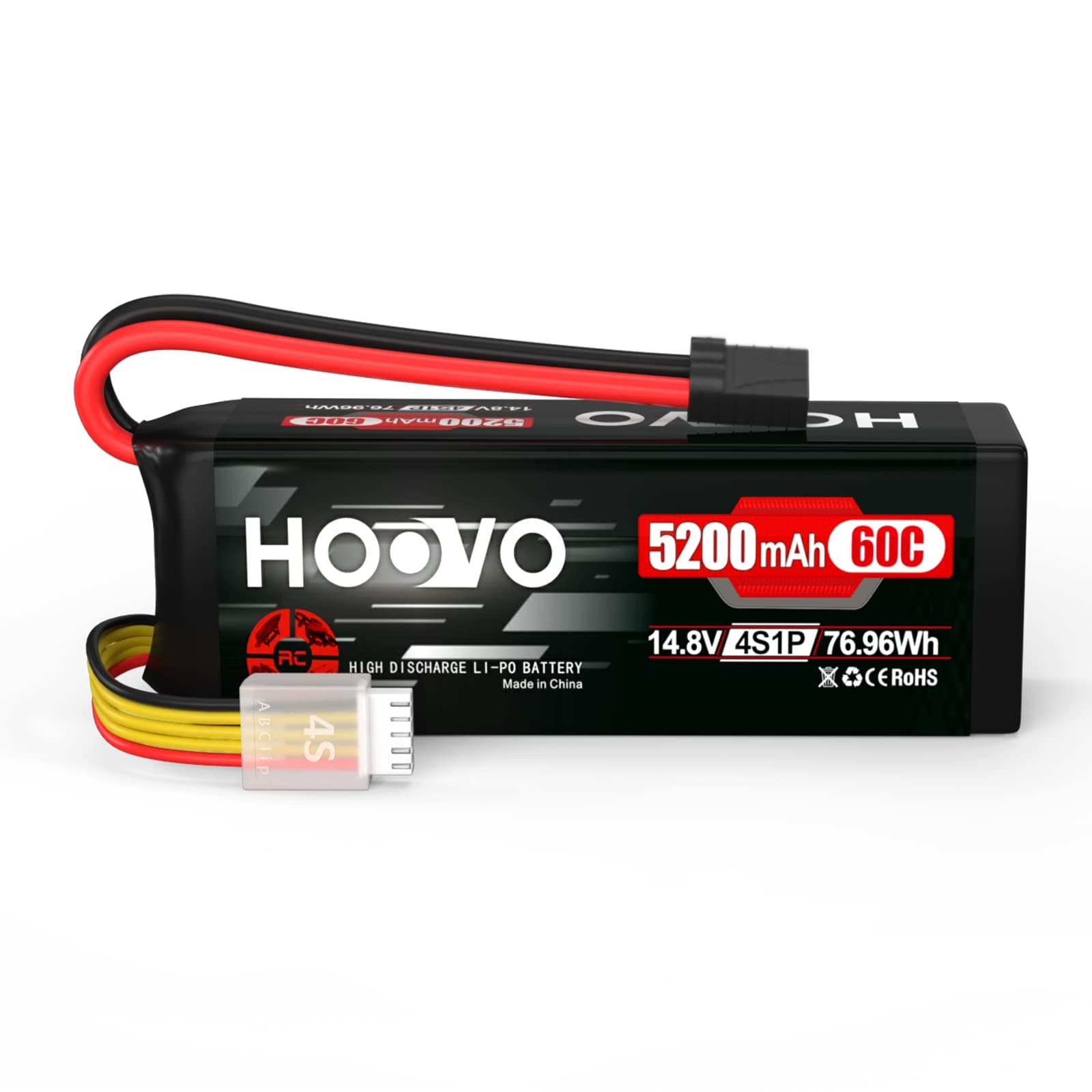 HOOVO 14.8V 5200mAh 60C 4S Lipo Battery with Connector for RC Helicopter RC Airplane Quadcopter Drone RC Boat