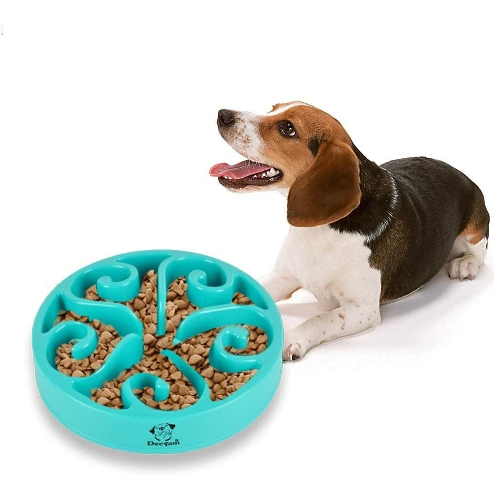 Decyam Pet Fun Feeder Dog Bowl Slow Feeder, Slow Eating Dog Bowl Interactive Bloat Stop Dog Bowl, Eco-Friendly Non Toxic Slow Feed Dog Bowl for Medium Small Dogs