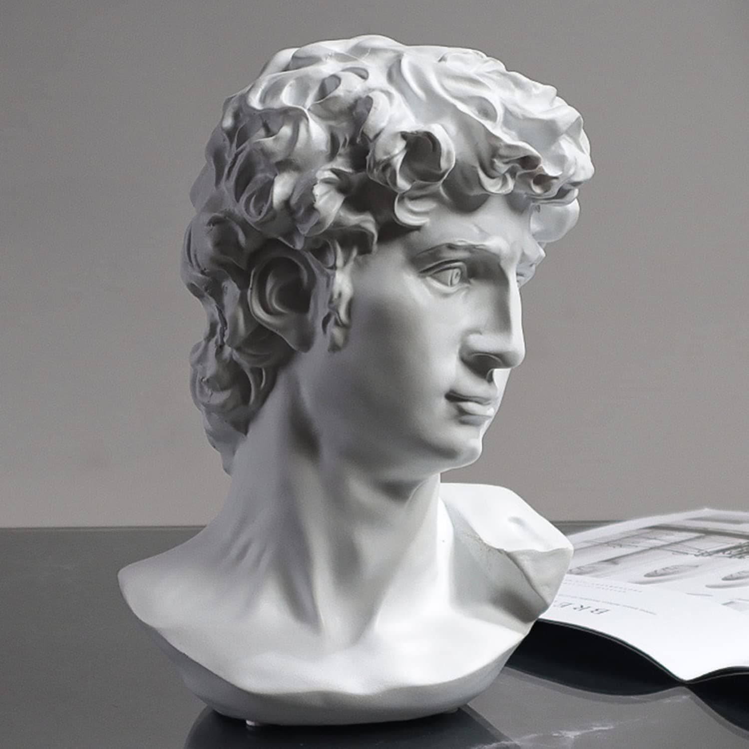David Statue Greek Bust,Head Bust Statue for Roman Home Decor,Coffee Table Decor White,Greek Mythology Decorfor Bedroom/Living Room/Office 5.9"