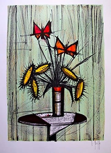 Wall Art by V. Beffa La Pensee Et Tournesols Hand Signed Limited Edition Lithograph Print. After the Original Painting or Drawing. – Similar To Bernard Buffet Paper 22 Inches X 30 Inches