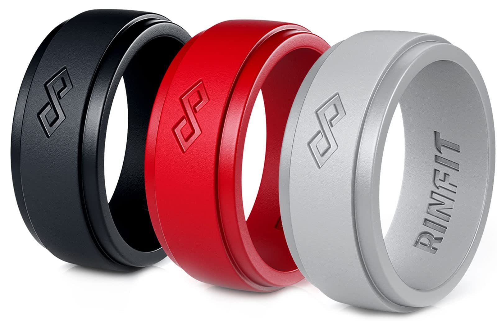 Rinfit Silicone Rings for Men 9mm Wide, 2mm Thick - Mens Rubber Wedding Bands - Infinity Silicone Rings for Him - Patented Design