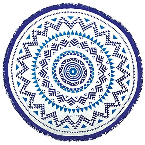 Round Beach Towel Blue Beleza 100% Velour Cotten Circle Towel Roundie Aztec Picnic Rug