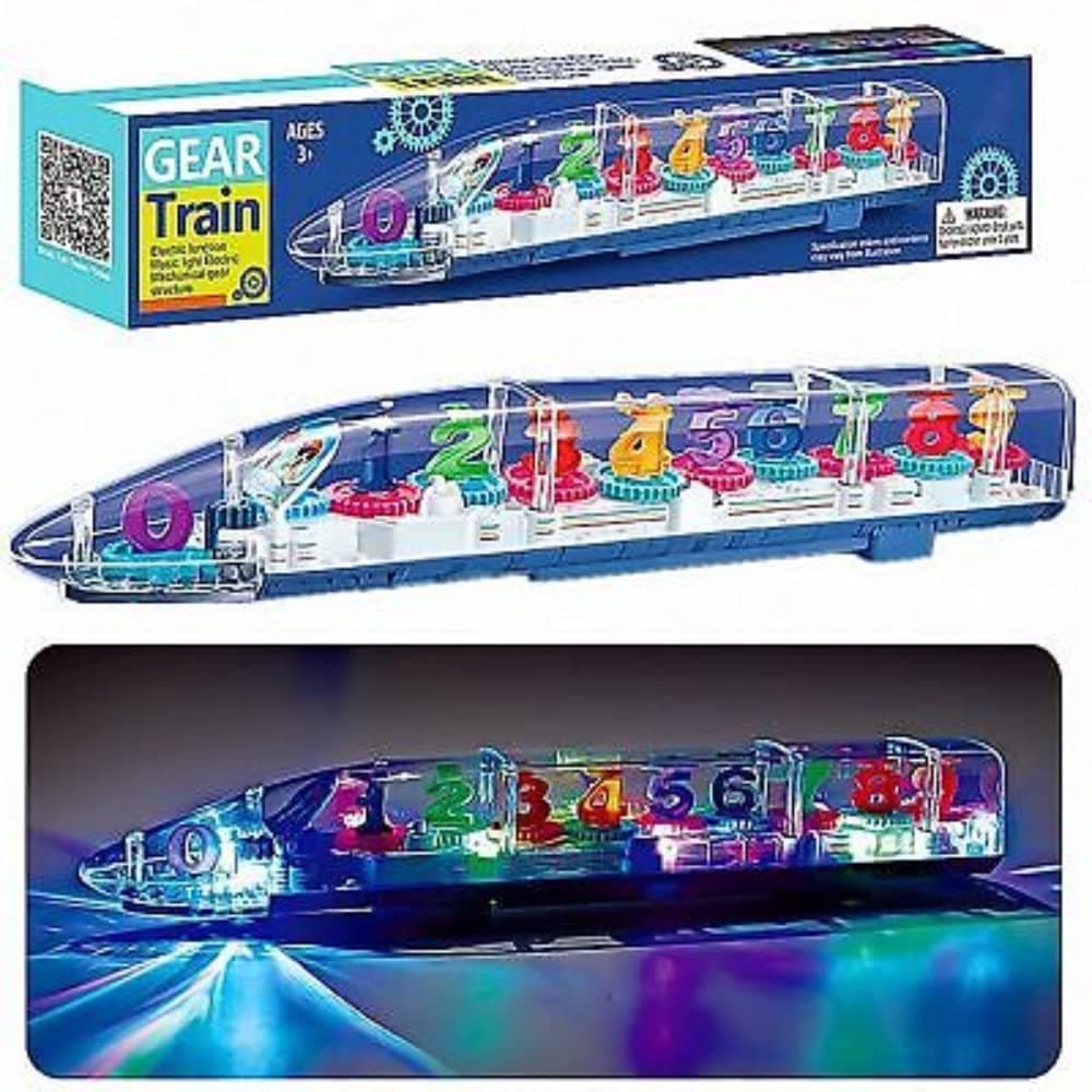 Sheru Funland Transparent 3D Train 360 Degree Rotation Sound & Light Toy for 2-5 Years Kids Hand-Eye Coordination and Intellectual Development