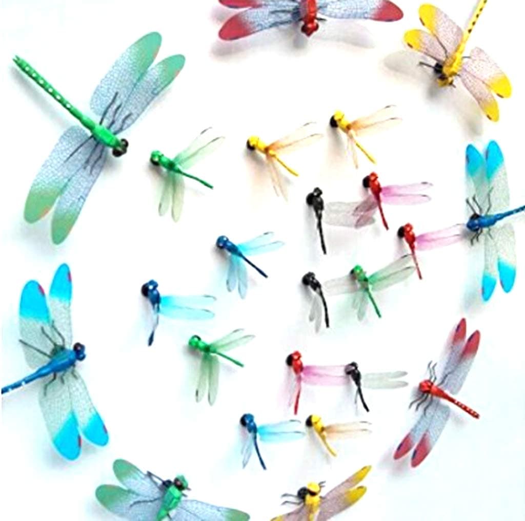 Chunney® 8.5cm and 14.5cm Mixed Colorful Magnet Dragonfly Room Decorations (4pcs Big+10pcs Small)