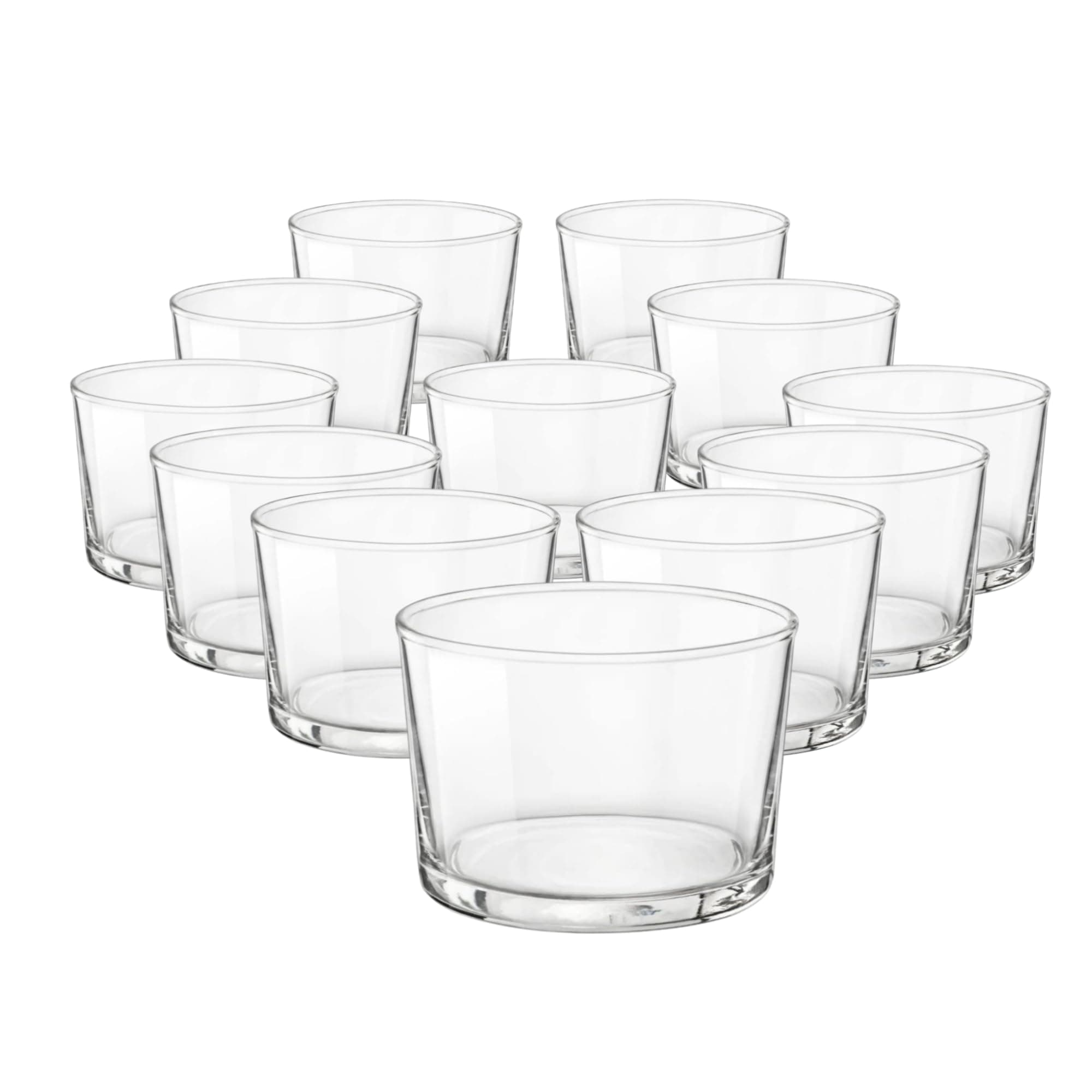 Essential Decor Glassware – Set Of 12 Mini 7.5 Ounce Drinking Glasses For Water, Beverages ,Cocktails & Candle Holders – 7.5oz Clear Tempered Glass Tumblers