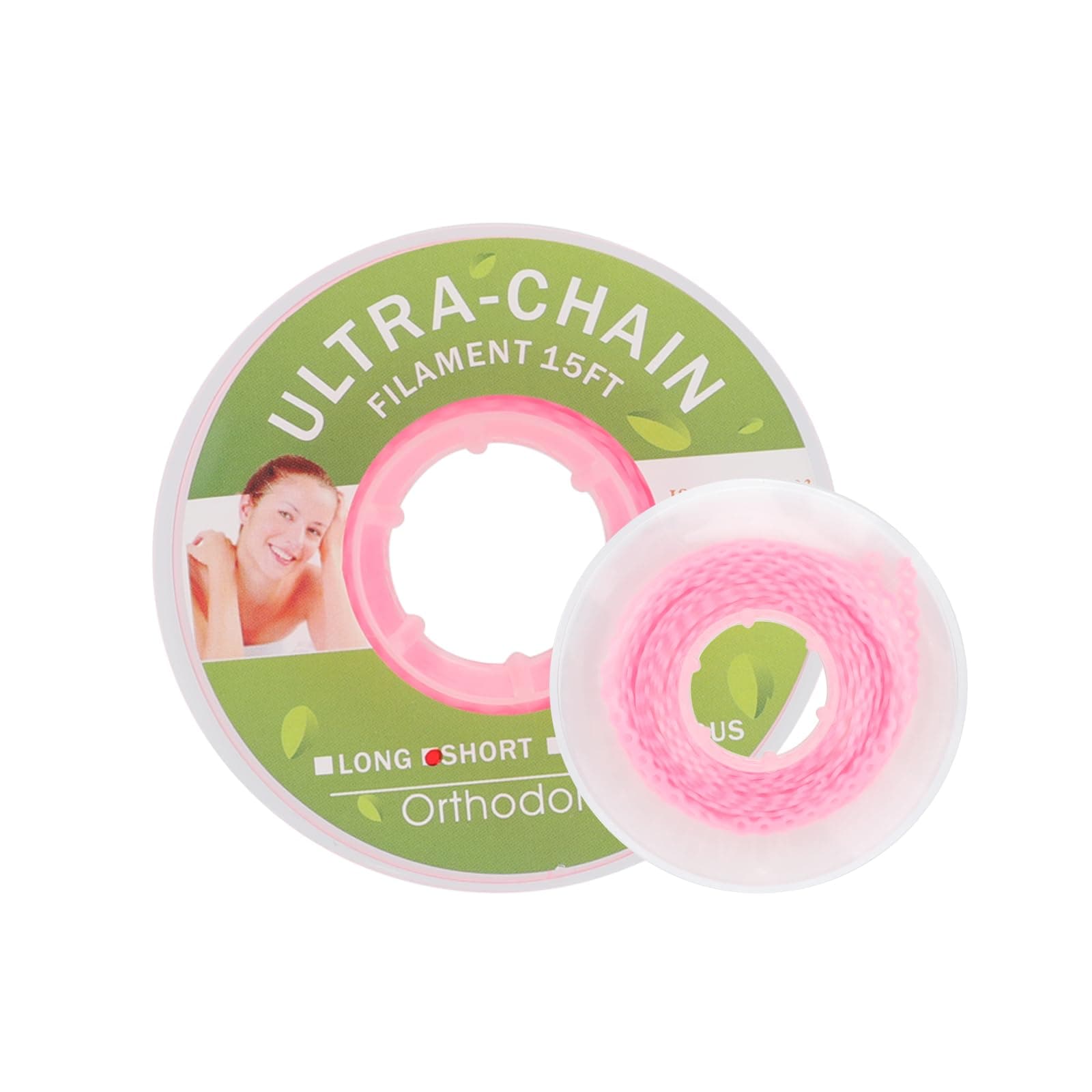 Colourful Elastic Power Chain for Braces Dental Orthodontic Powerchains 3 Sizes Ortho Rubber Band(Continuous,Pink 20#)