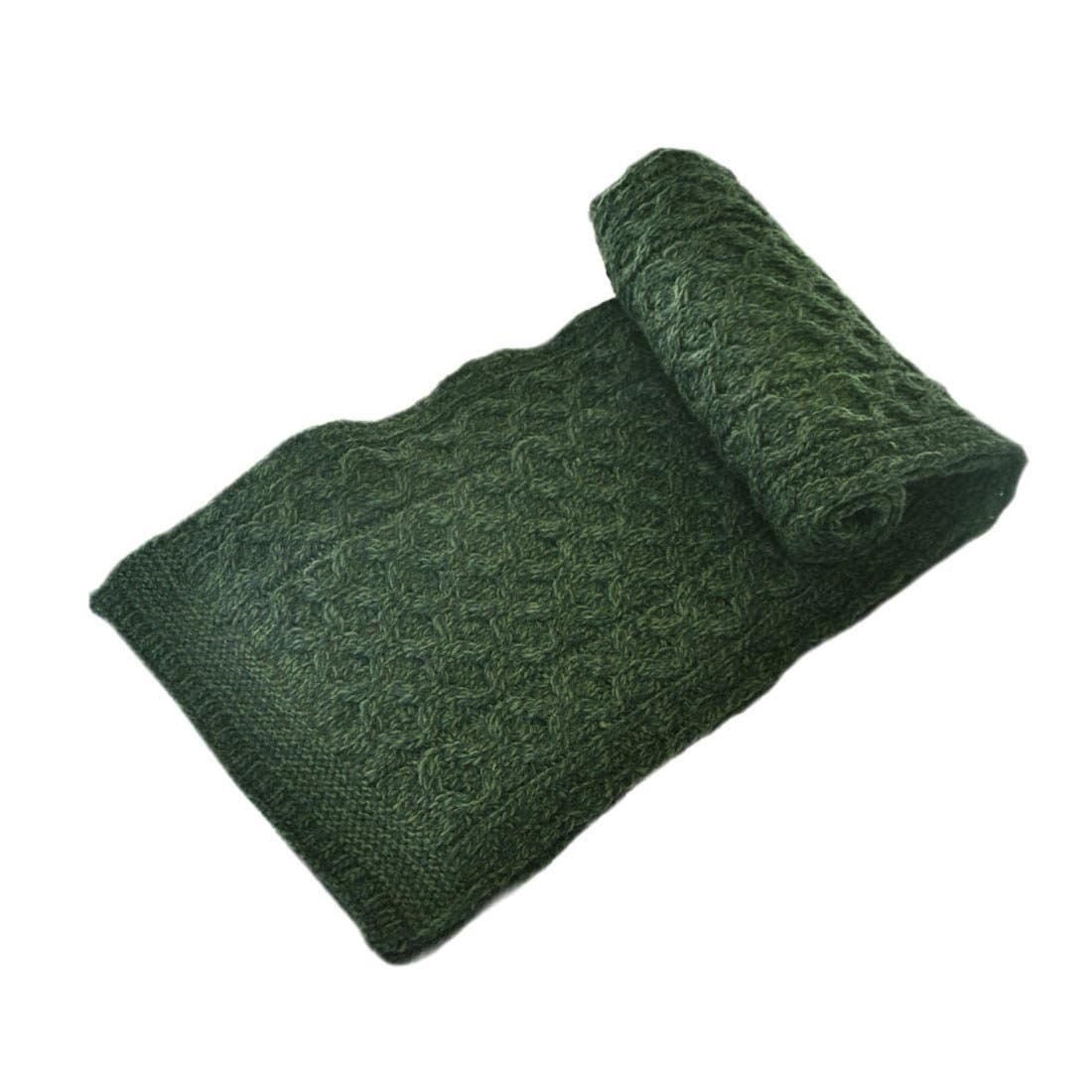 Aran Crafts100% Merino Wool Honeycomb Scarf Army Green 64, Green, One Size