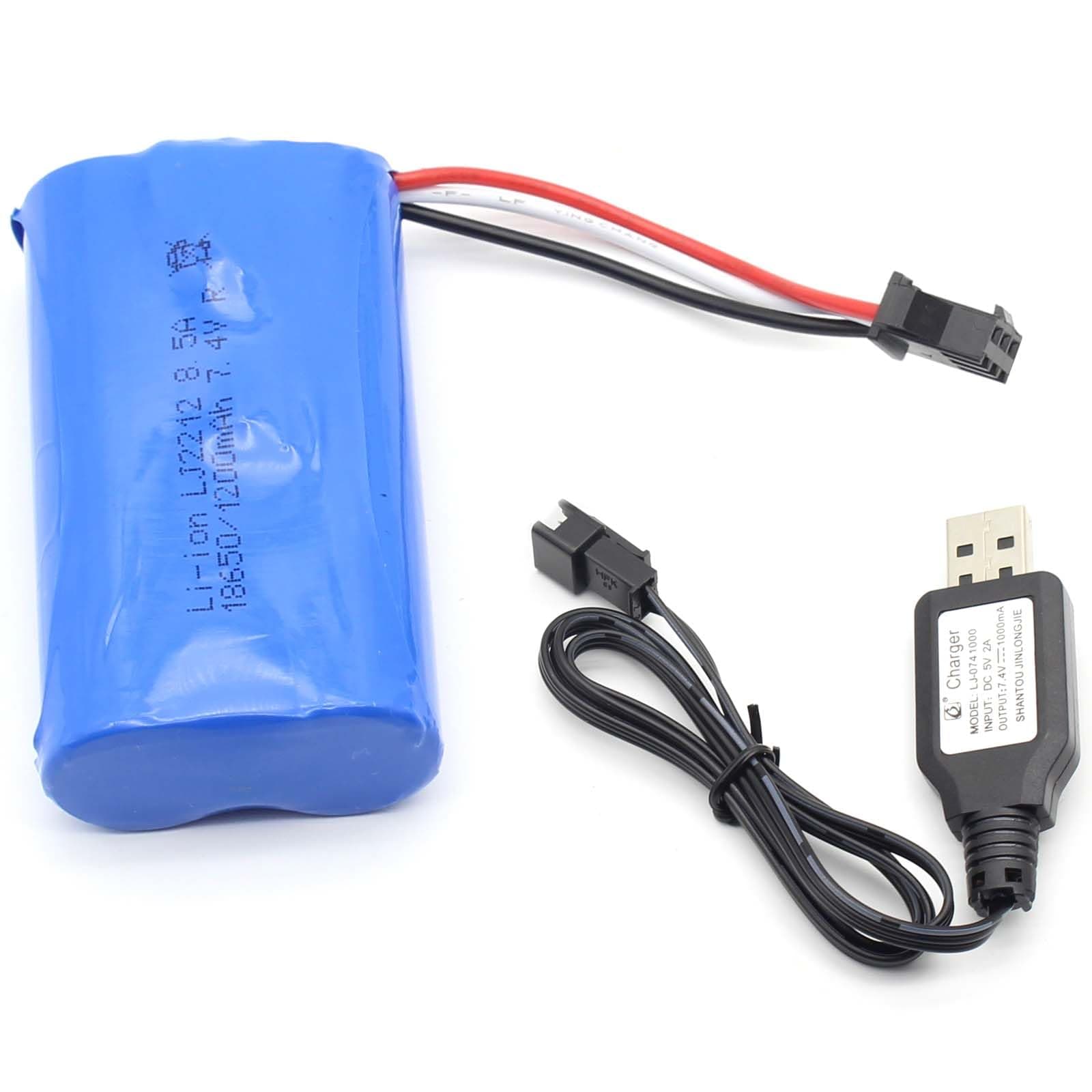Mostop Rechargeable Battery for RC Tank 7.4V 1200mAh Lithium Battery Pack for High Speed Drift Tank with Charging Cable