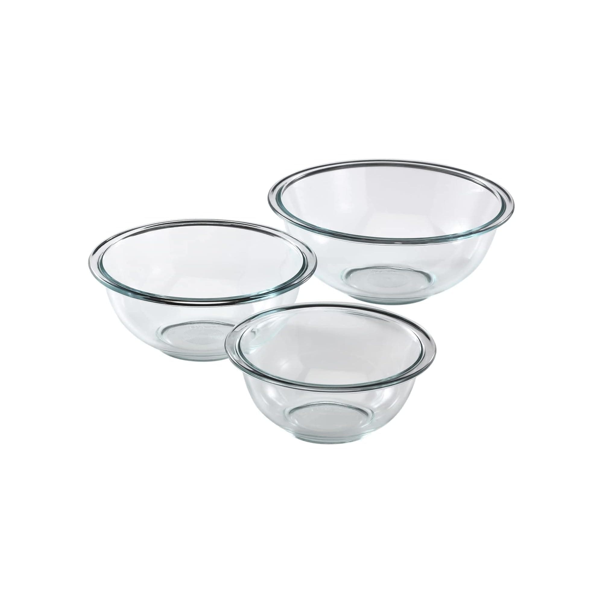 Glass Solid Nesting, Microwave and Dishwasher Safe Mixing Bowl Set (Multicolor), 3-Piece Set