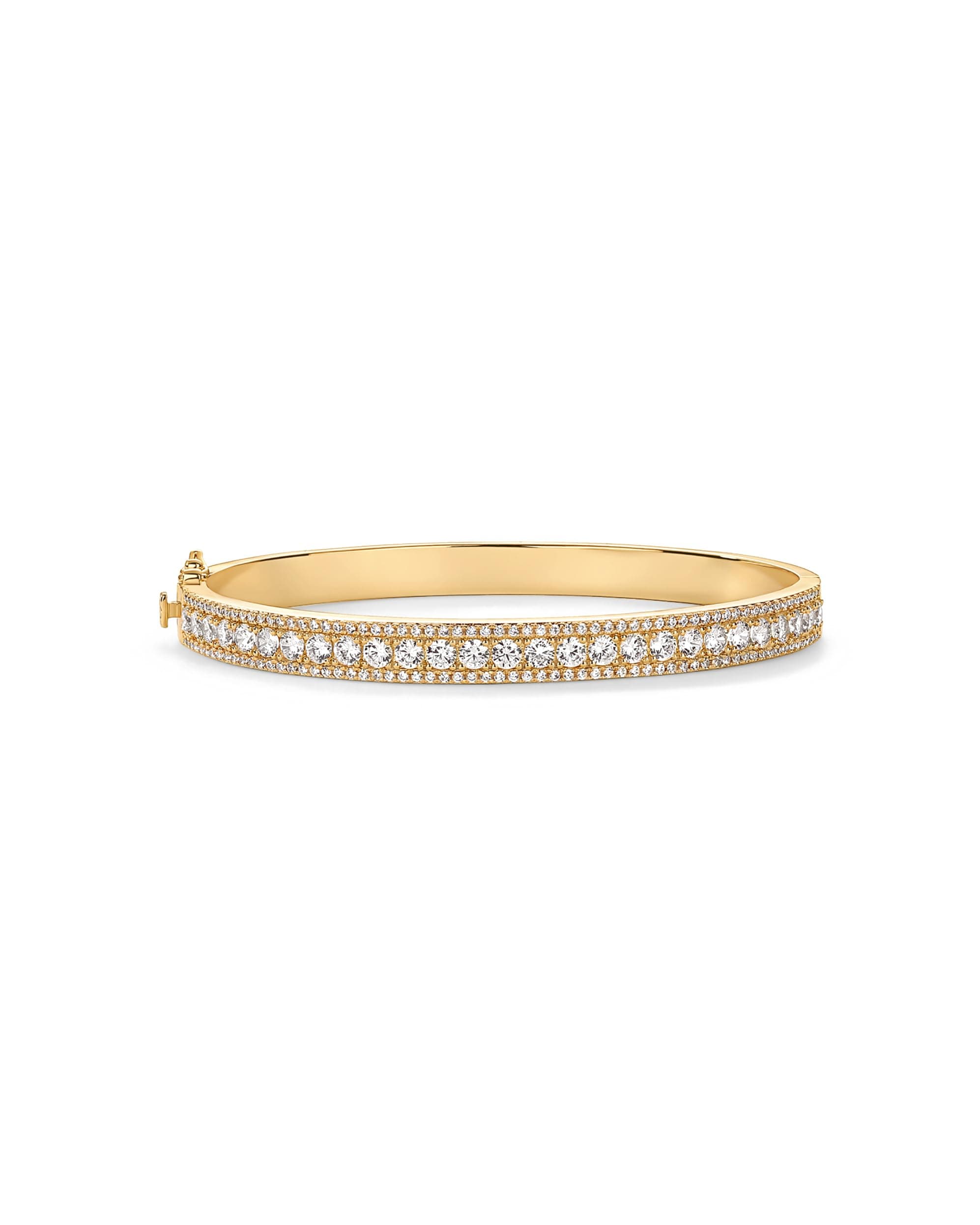 14K Gold Plated Cubic Zirconia Bangle Tennis Bracelets for Women | Classic Love Cuff Bangle Bracelets