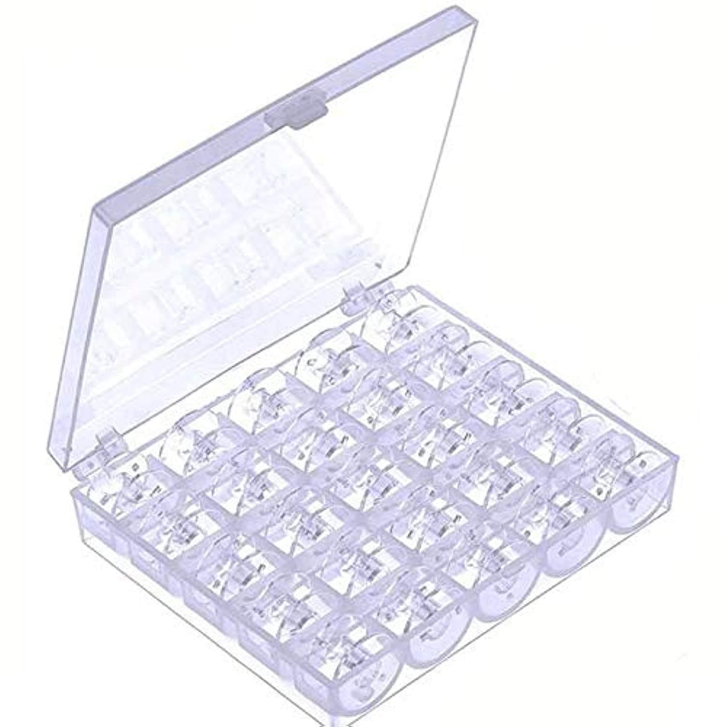 25Pcs/Set Empty Bobbins Sewing Machine Spools Clear Plastic Case Storage Box for Sewing Machine