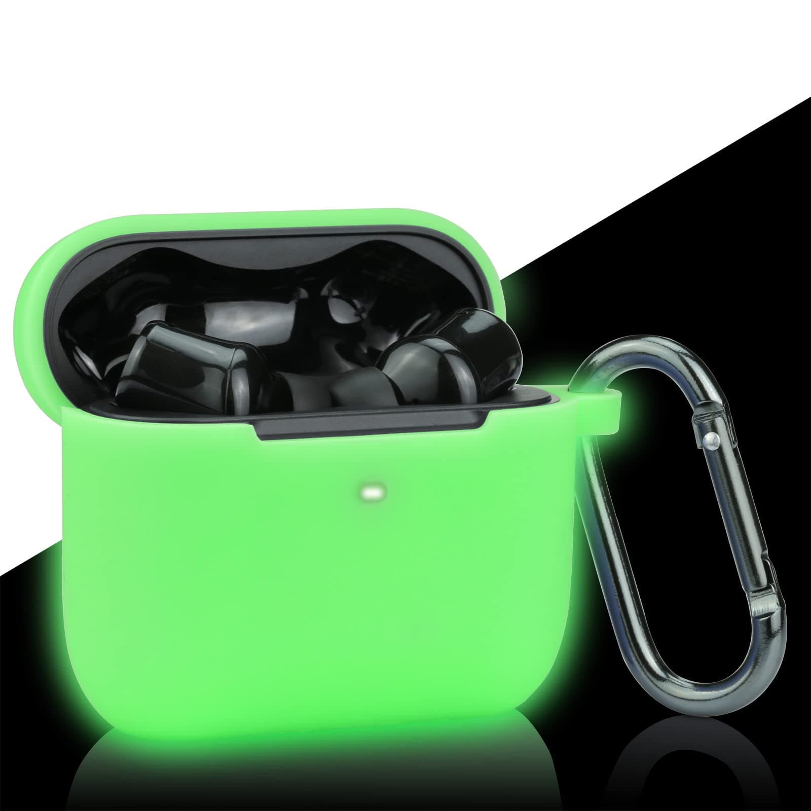 LEFXMOPHY Green Case Replacement for Razer Hammerhead True Wireless (2nd Gen) Bluetooth Gaming Earbuds 2021, Heavy Duty Silicone Protective Cover Glow in Dark